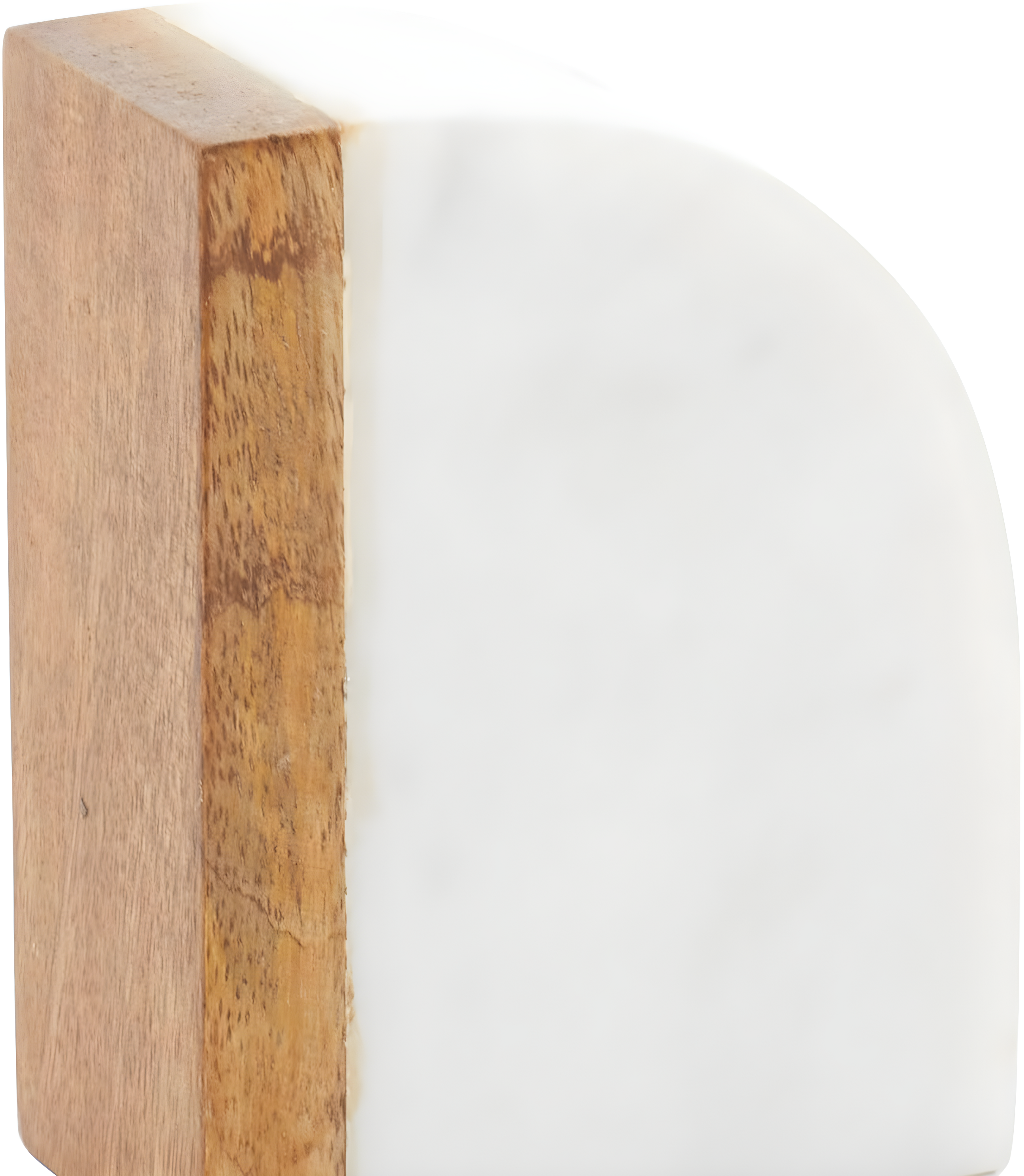 DecMode 4" 5 lbs White Marble Bookends with Wood Details (Set of 2)