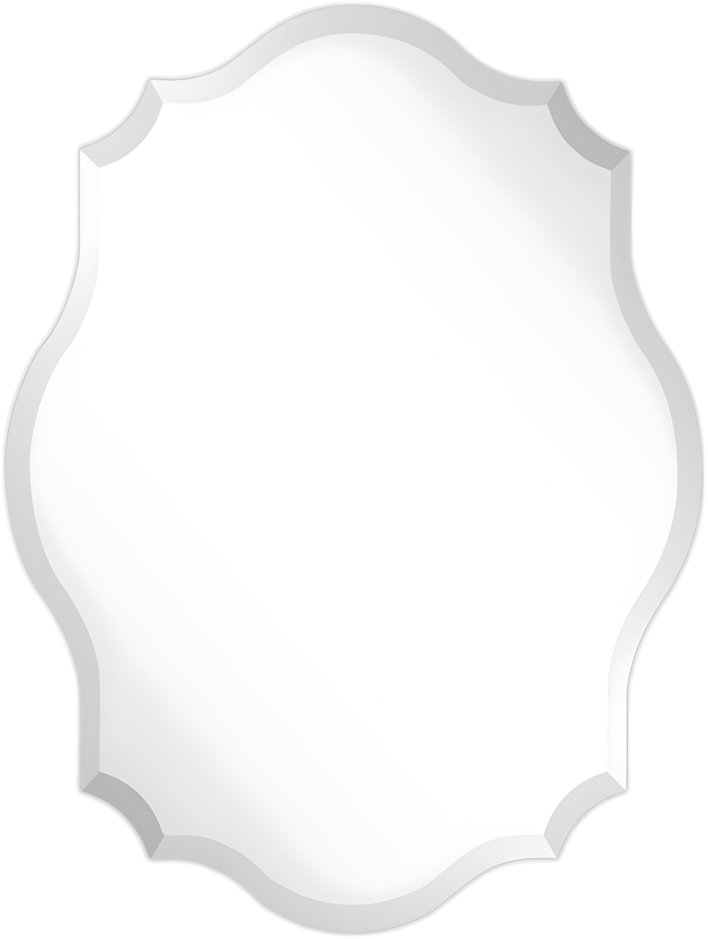 Empire Art Direct  Frameless Beveled Oblong Scalloped Wall Mirror, 24 in. x 32 in.
