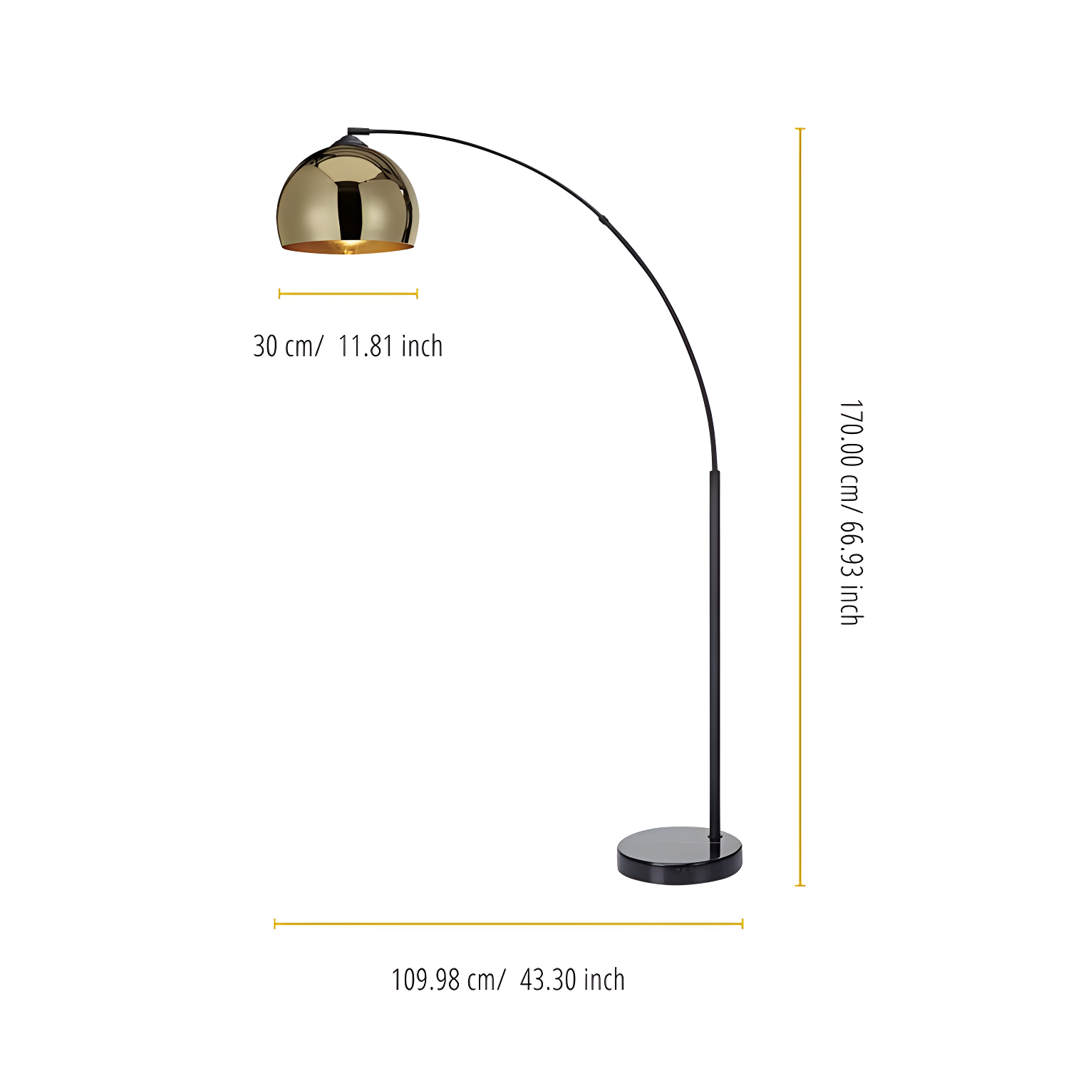 Wrought Studio™ Perlis 66.93" Arc Floor Lamp with Solid Marble Base