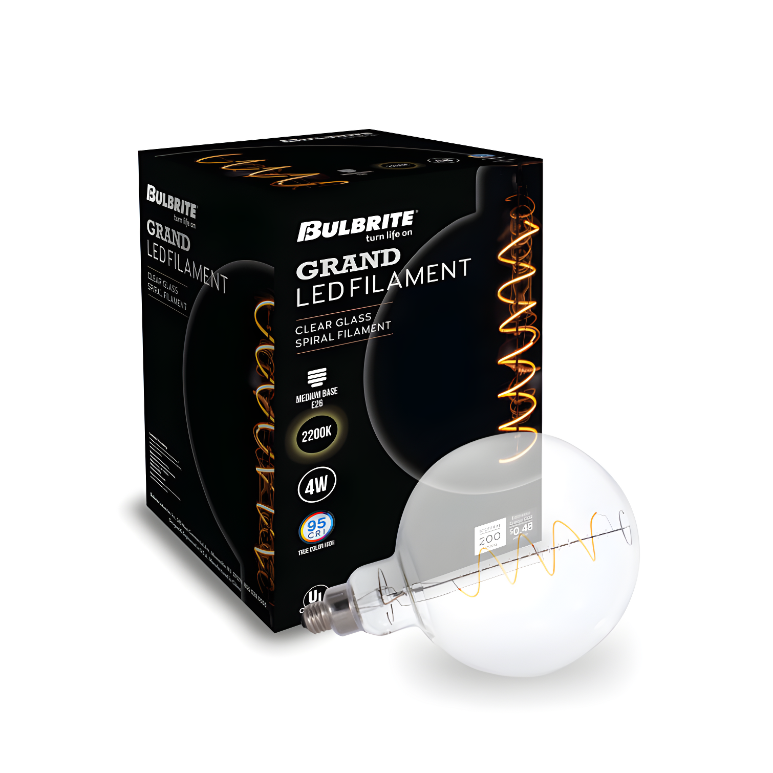 Oversized G63 Clear LED Edison Bulb, 60 Watt Equivalent, E26 Dimmable 2200K
