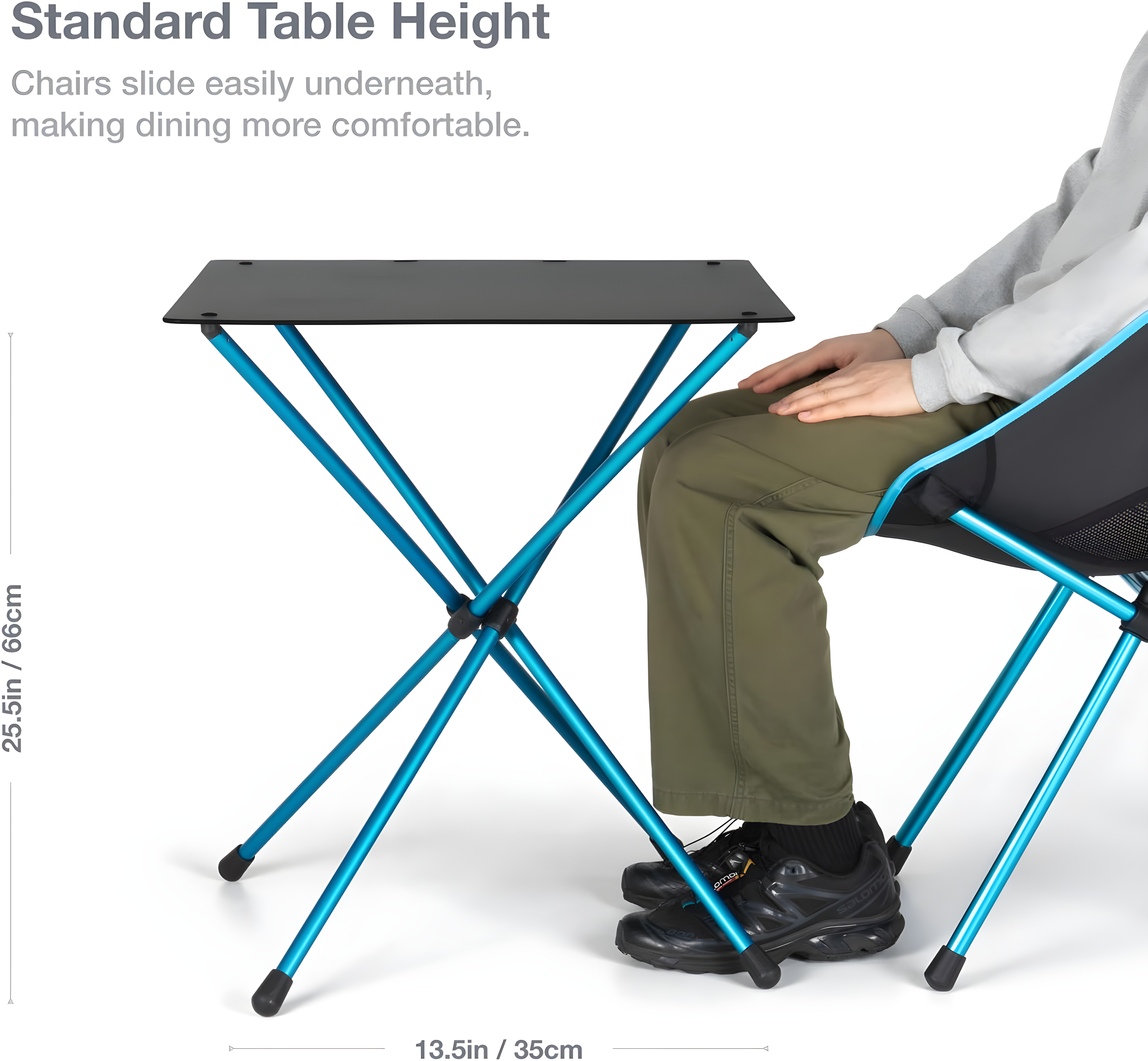 Helinox Café Table Dining Height Portable Camping Table, Black
