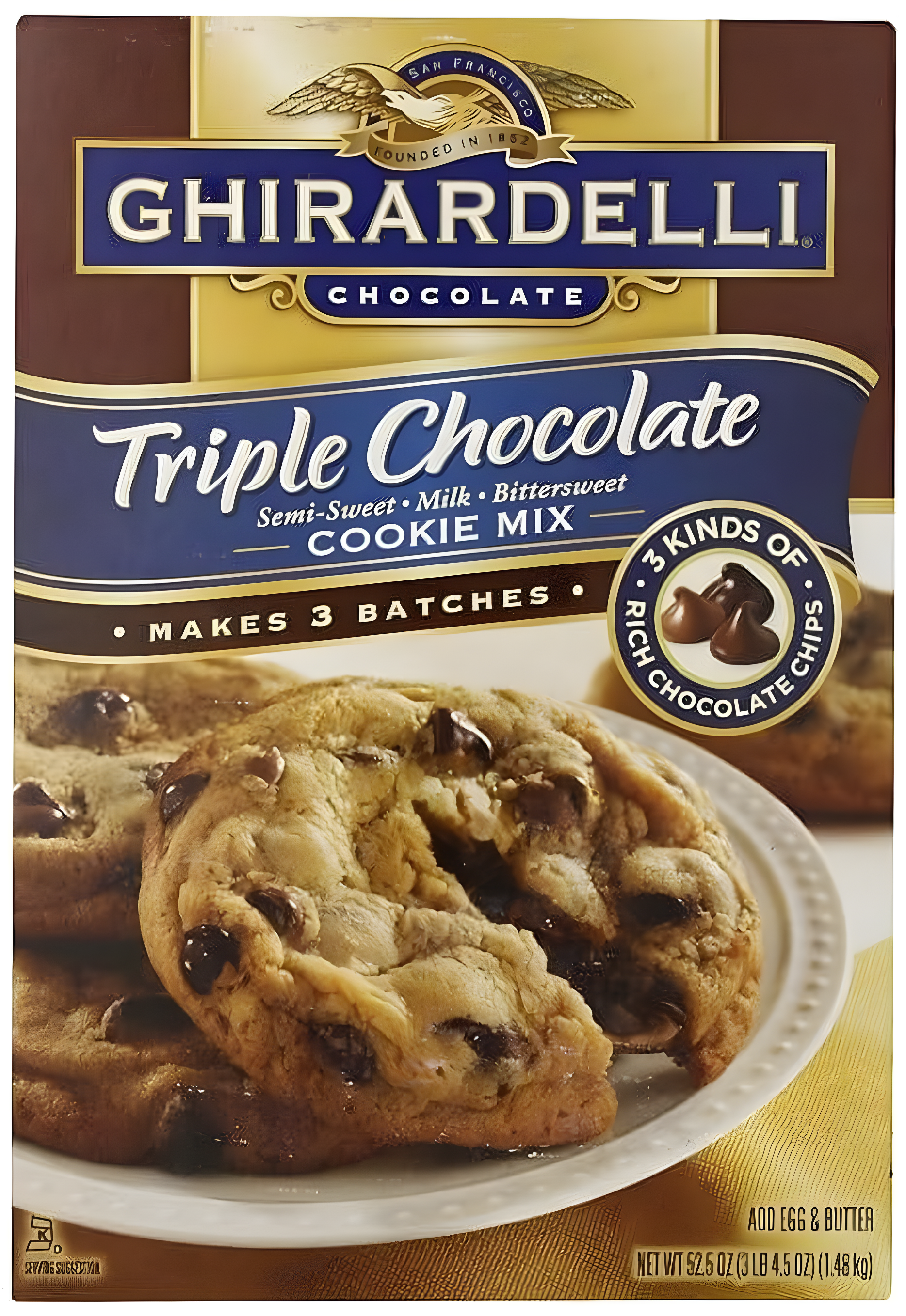 Ghirardelli Triple Chocolate Premium Cookie Mix, 52.5 Ounce