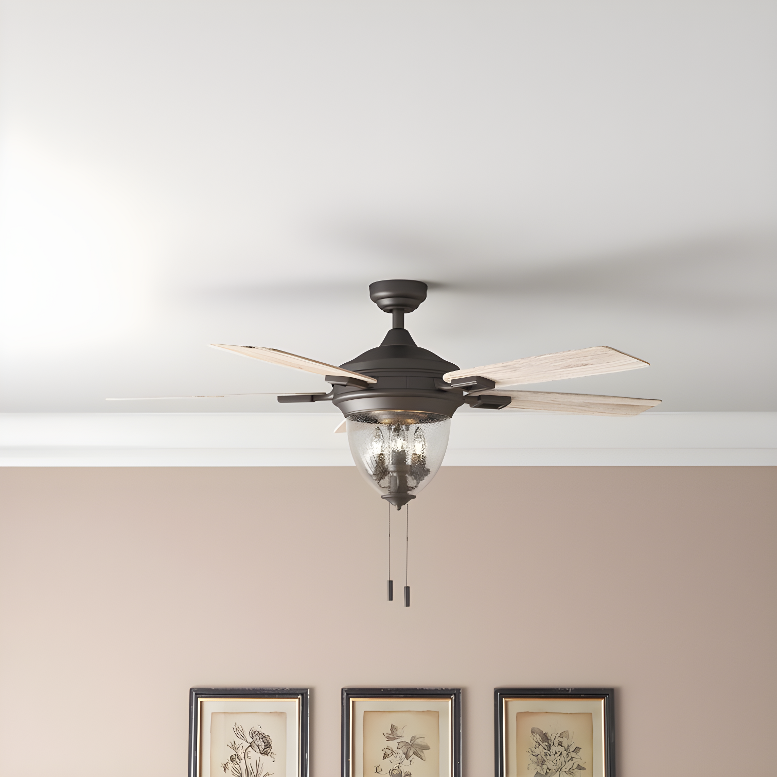 52" Glencrest 5 - Blade Standard Ceiling Fan with Pull Chain and Light Kit Included
