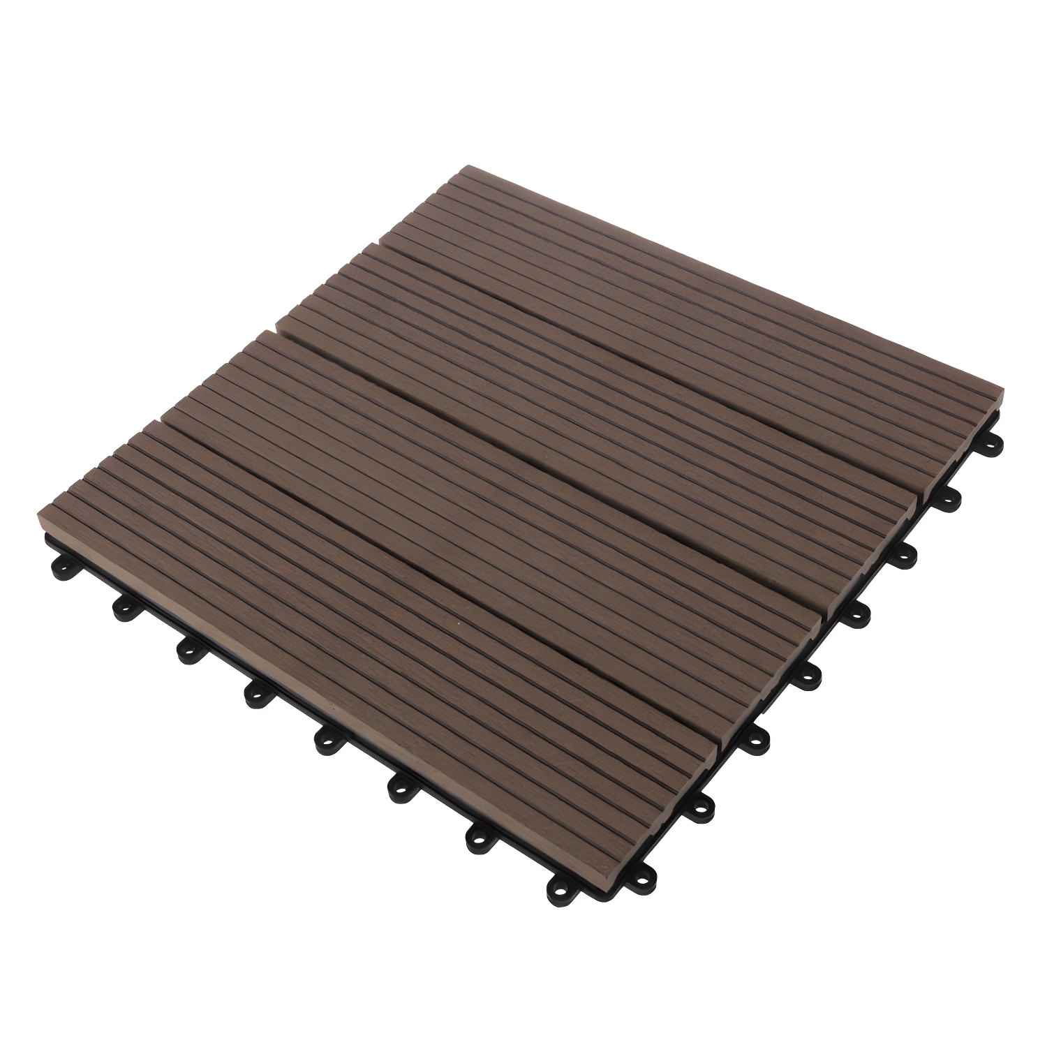 Deck Tiles - 6-Pack Wood Plastic Composite Interlocking Patio Tiles - 5.8SQFT Outdoor Flooring for Balcony, Porch, and Garage by Pure Garden