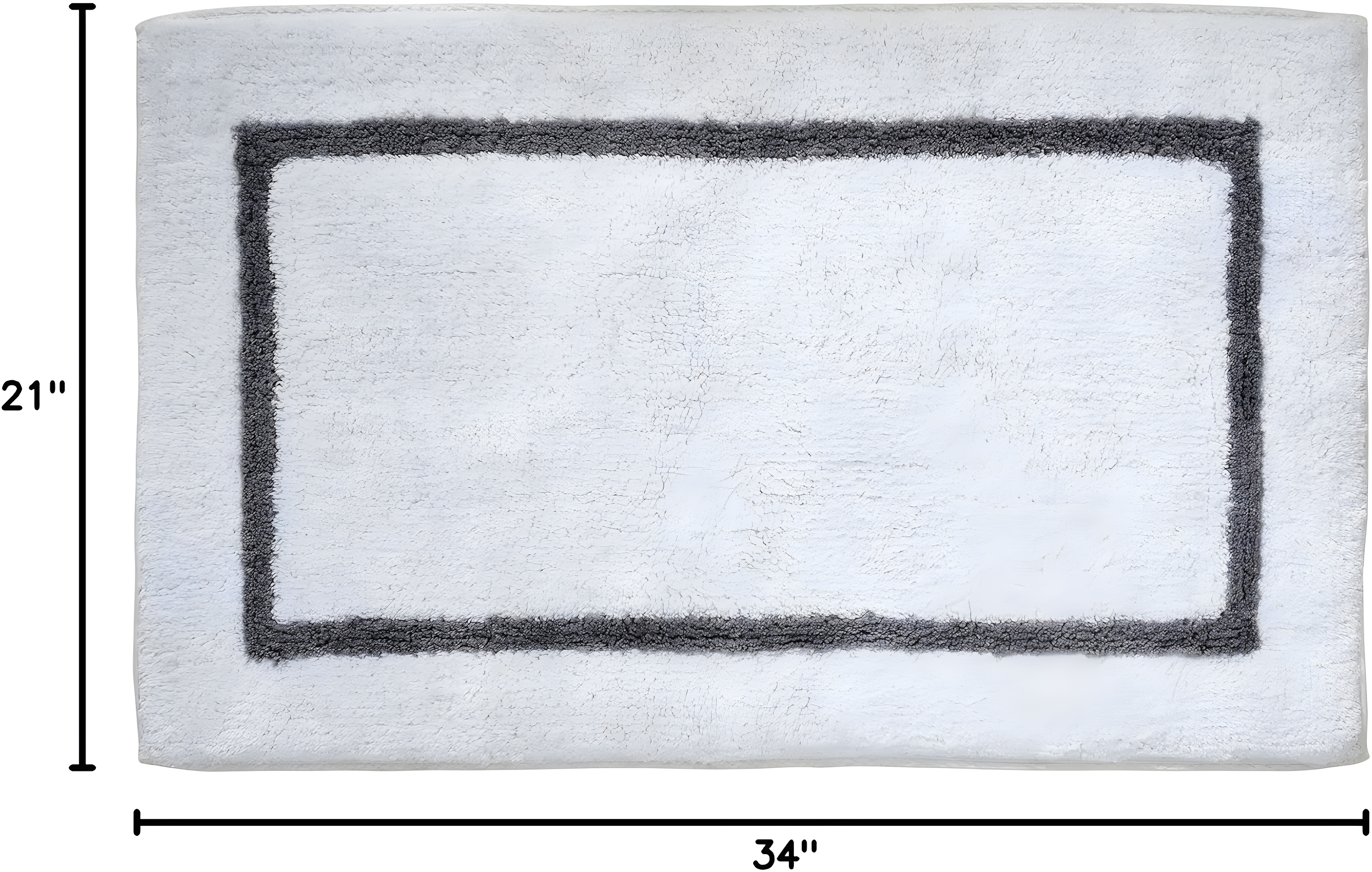 Modern Threads Reversible Bath 2-Piece Rug Set 100% Cotton, 17" x 24" & 21" x 34", Silver