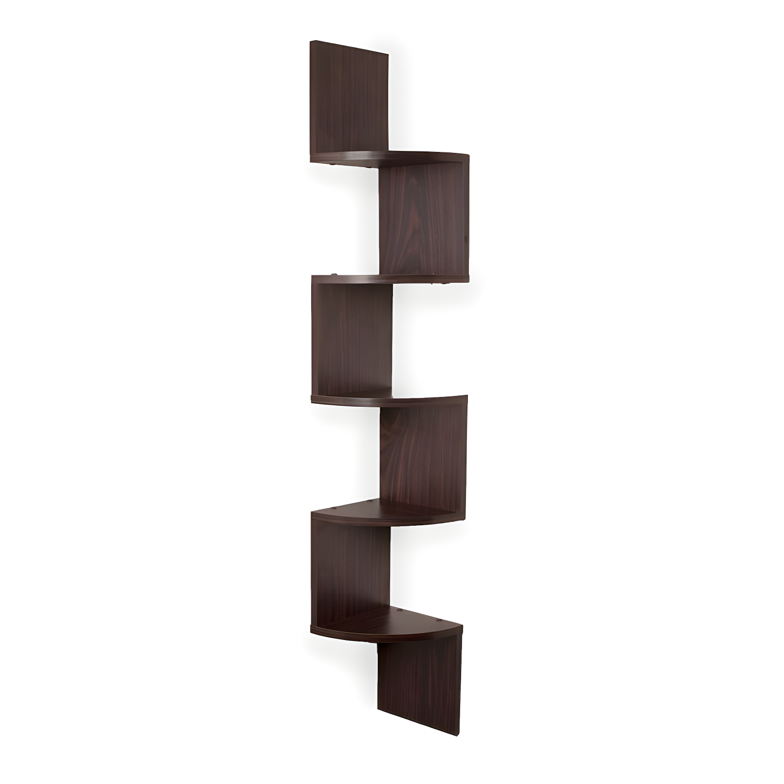 48.5" x 7.7" Zigzag Corner Shelf Walnut - Danya B.: Modern Laminated MDF, 5-Tier Floating Design