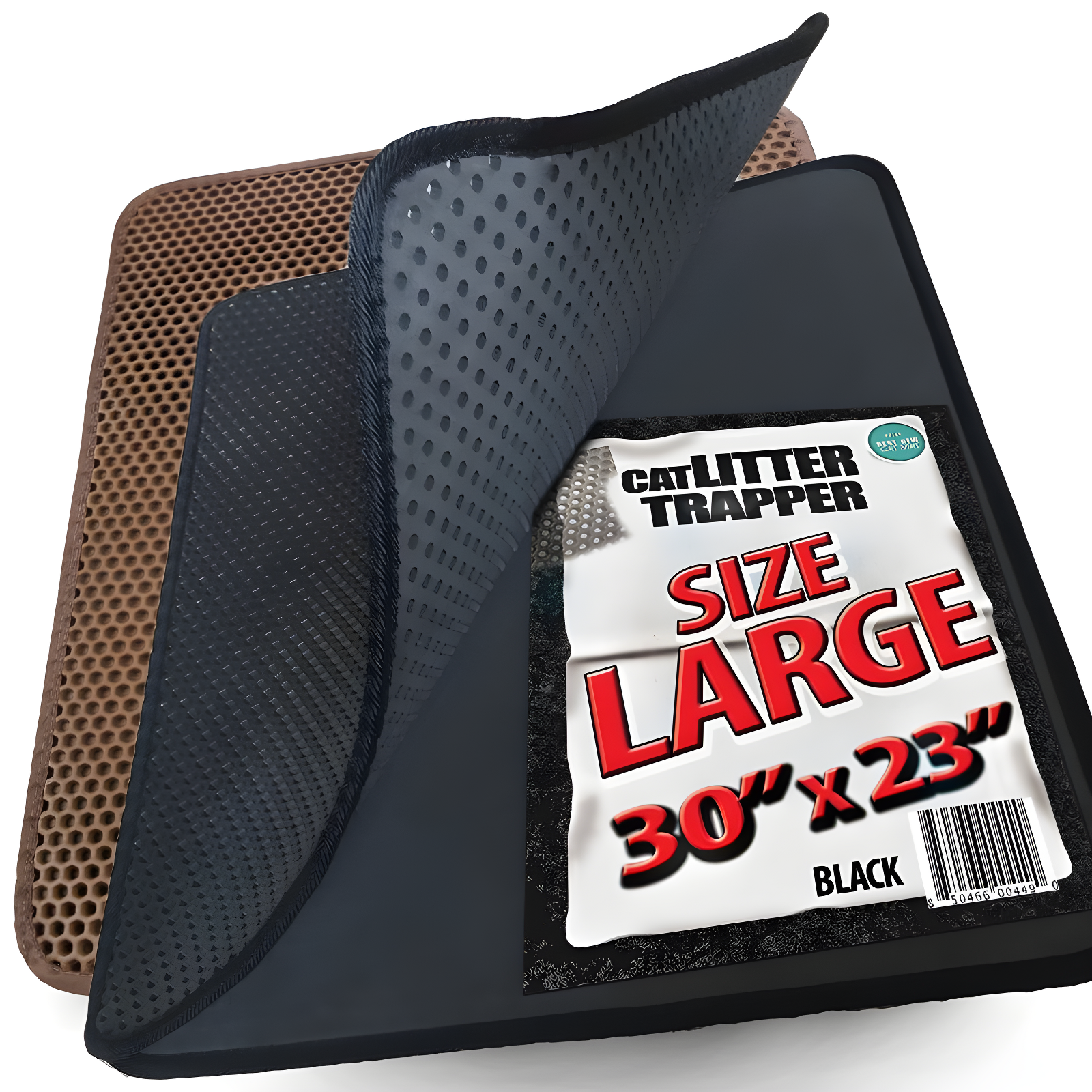 iPrimio 30" x 23" Large Cat Litter Trapper Mat, Black