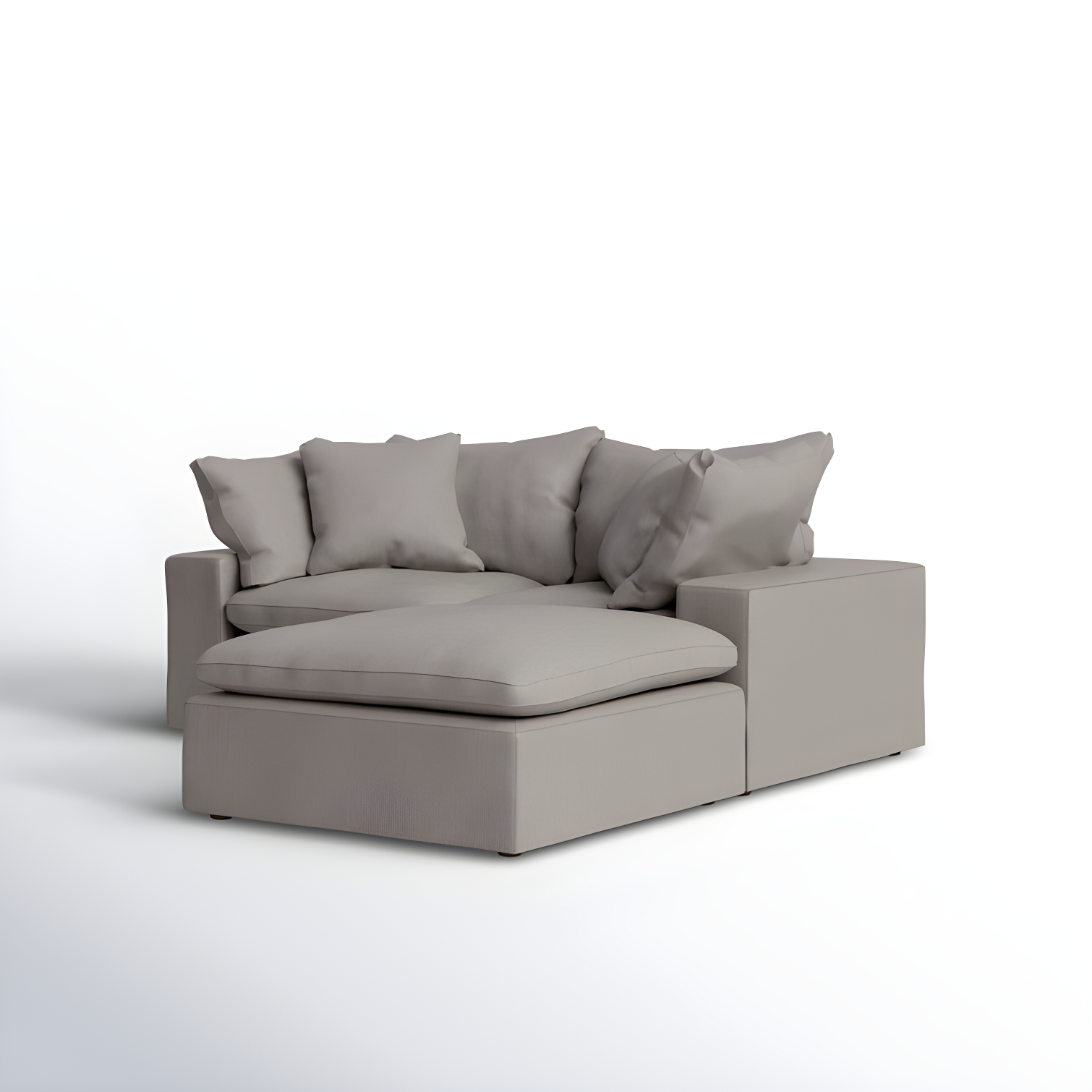 Chilton Nook Light Grey Tufted Modular Sectional with Ottoman