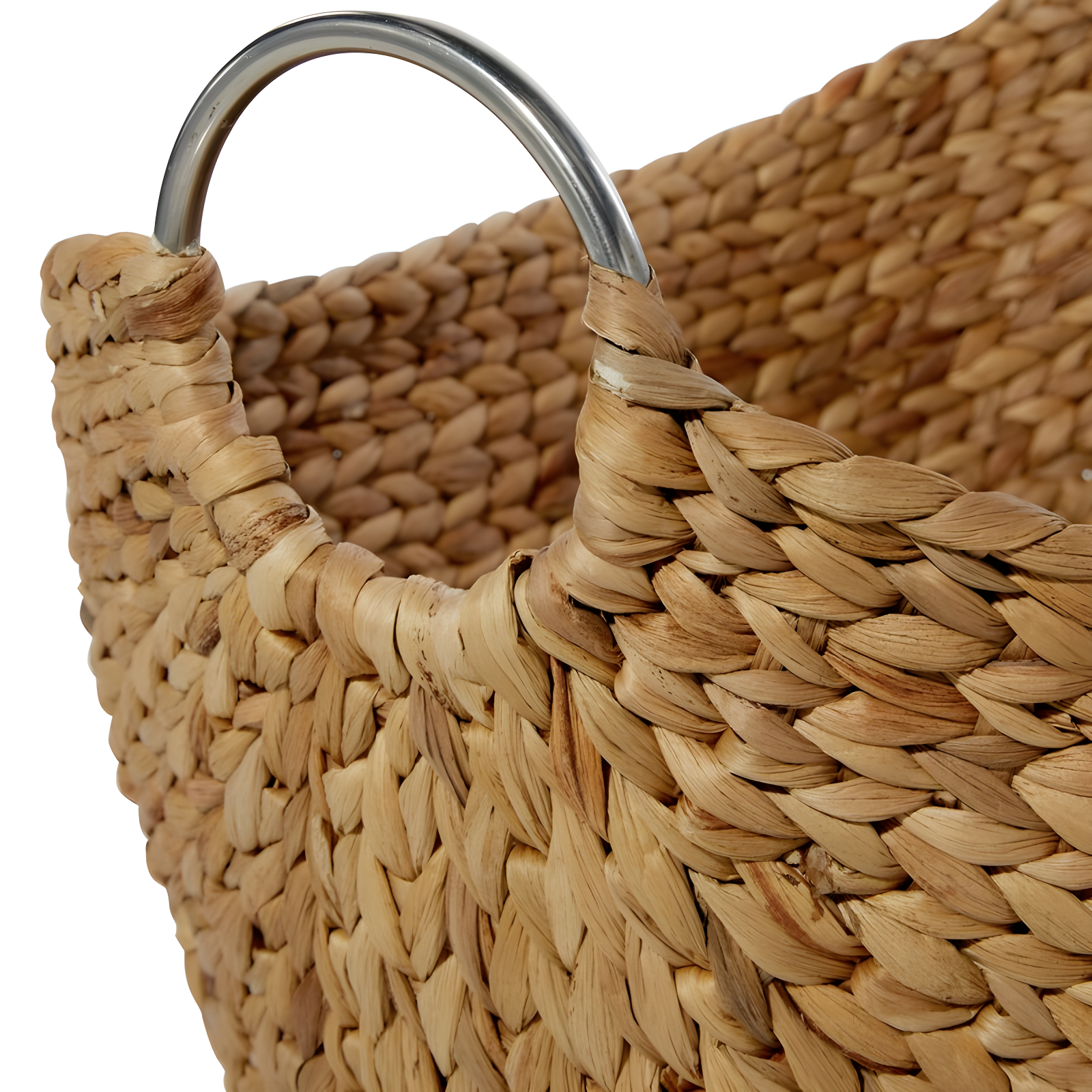 Highland Dunes 4 Piece Brown Seagrass Handmade Woven Storage Basket with Metal Handles Set