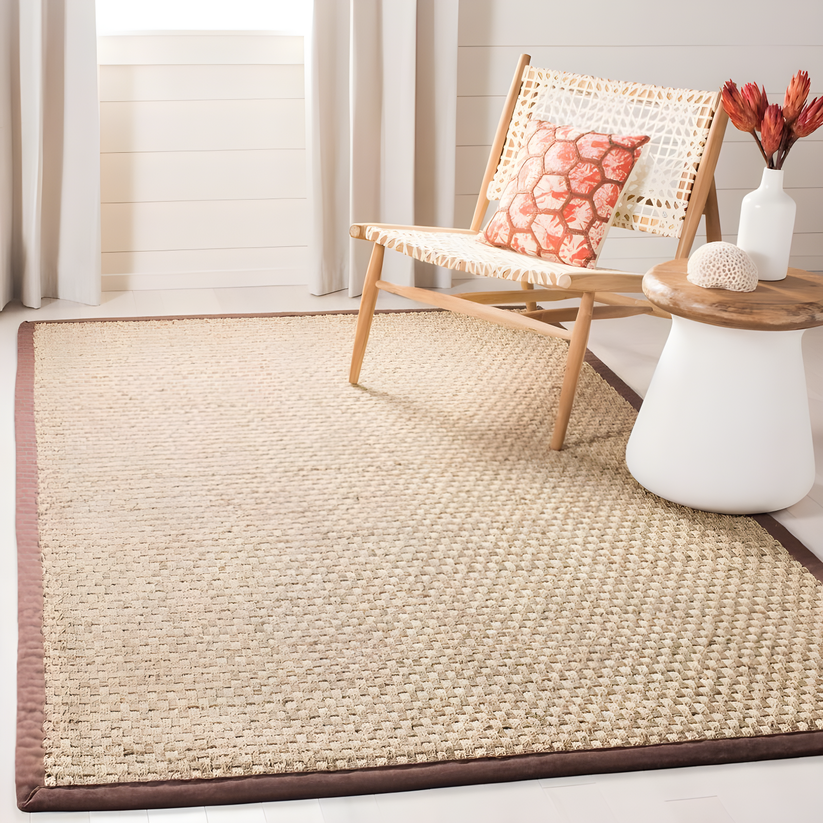 Natural Fiber NF114 Power Loomed Indoor Area Rug - Natural/Dark Brown - 5'x8' - Safavieh.