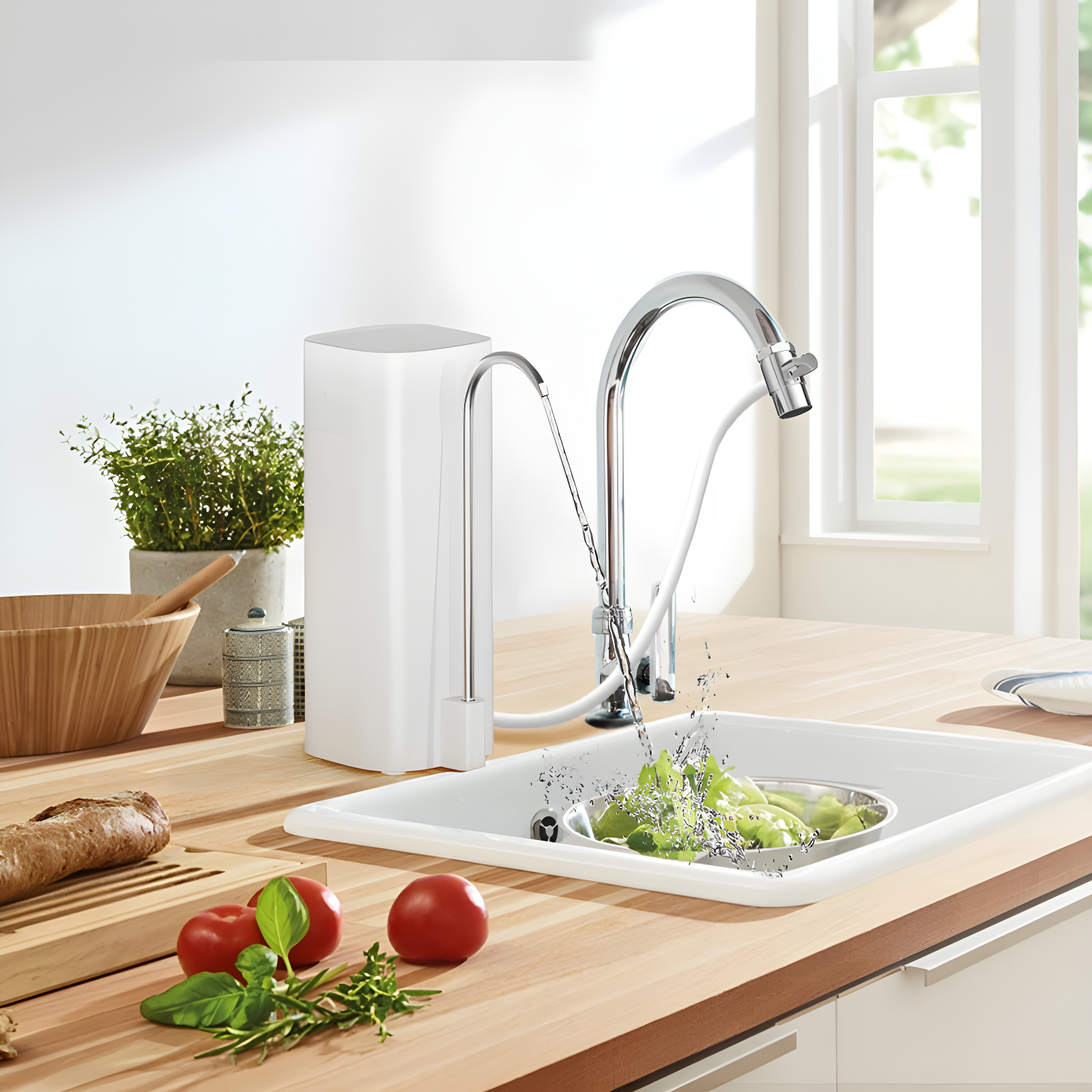 Countertop Water Filtration System, 8000 Gallons Alkaline Water Filter, Reduces 99.99% Lead, Chlorine, Heavy Metals, Bad Taste & Odor OM-CF02(1 Filter Included)