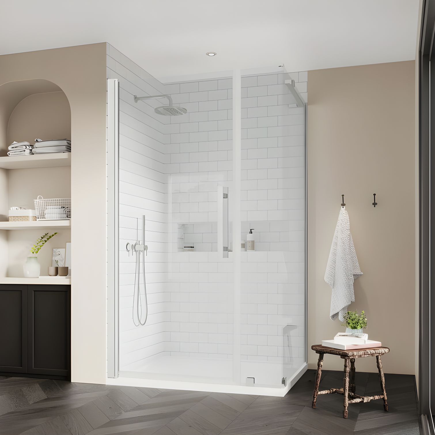 Endless Pasadena 40" W x 72" H Corner Frameless Shower Kit, Door, Base