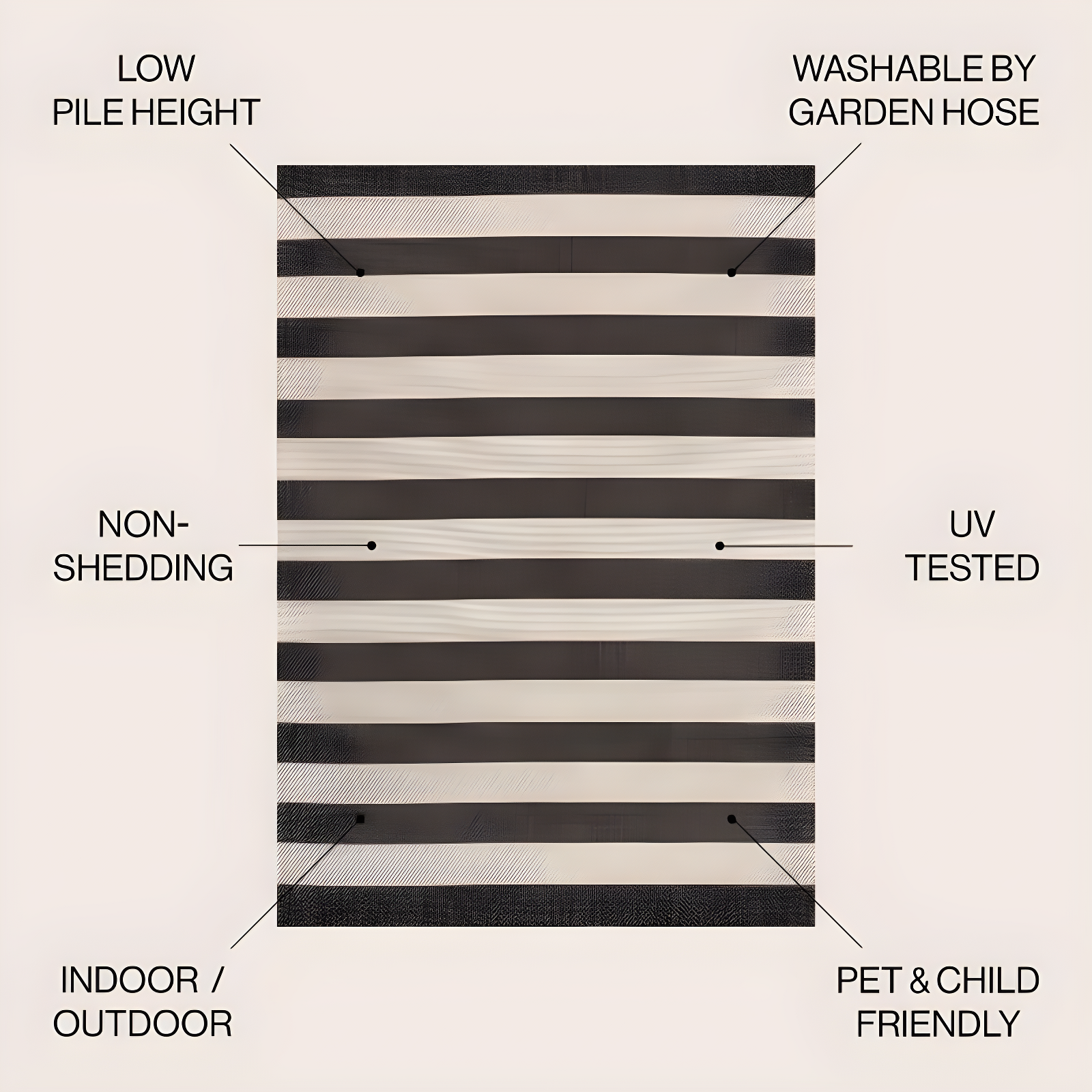 3' x 5' Negril Two-Tone Wide Stripe Indoor/Outdoor Area Rug, Black/Beige - JONATHAN Y