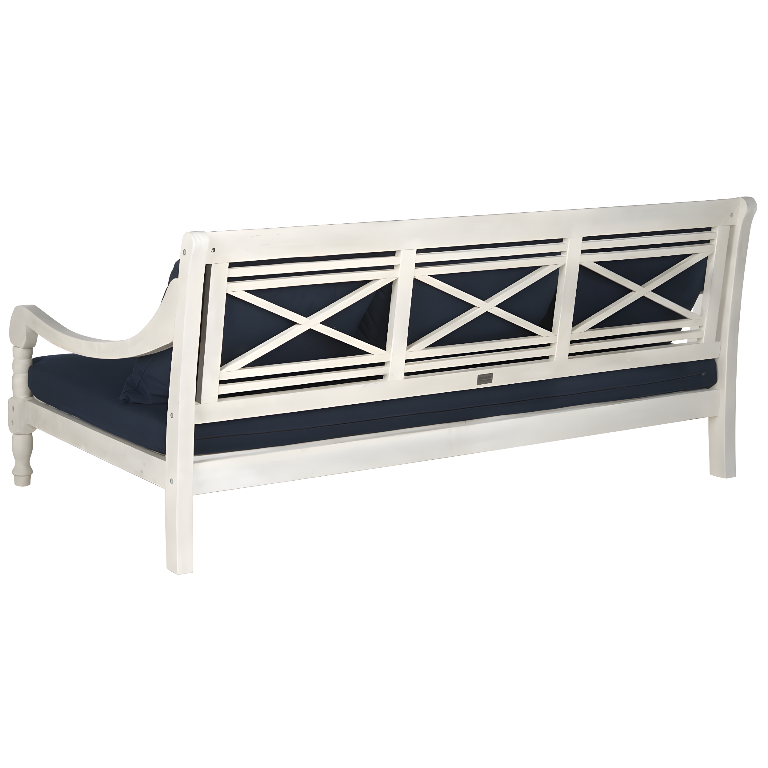 SAFAVIEH  OUTDOOR Pasadena Day Bed Antique White / Navy