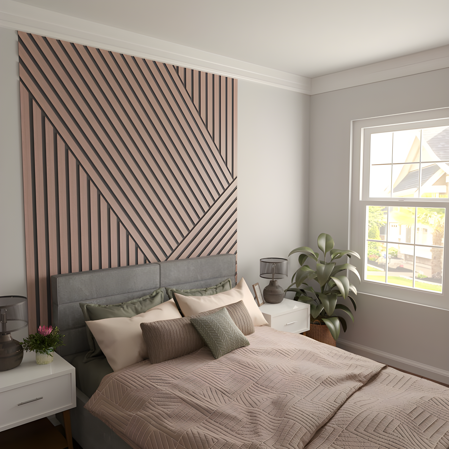 Ekena Millwork Adjustable Wood Slat Wall Panel Kit