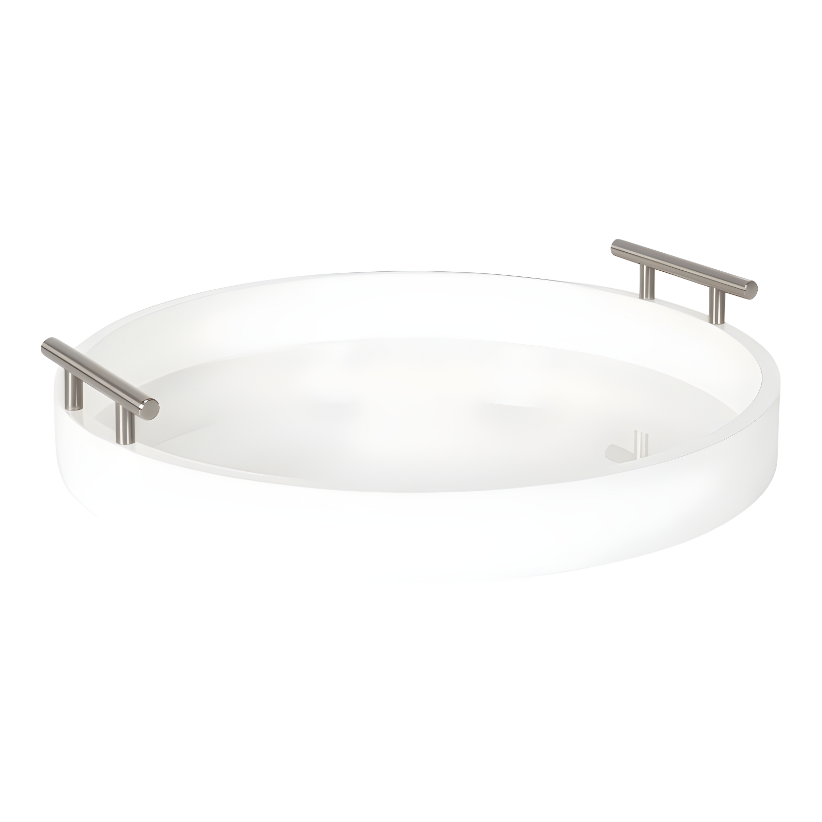 Kate and Laurel Lipton Tray, 15.5" Diameter, White and Silver
