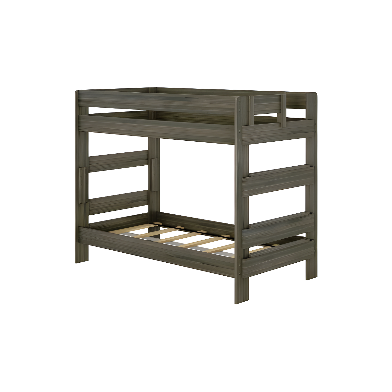 Max & Lily Twin over Twin Bunk Bed, Farmhouse Solid Wood Bunk Beds for Kids, Barnwood Brown