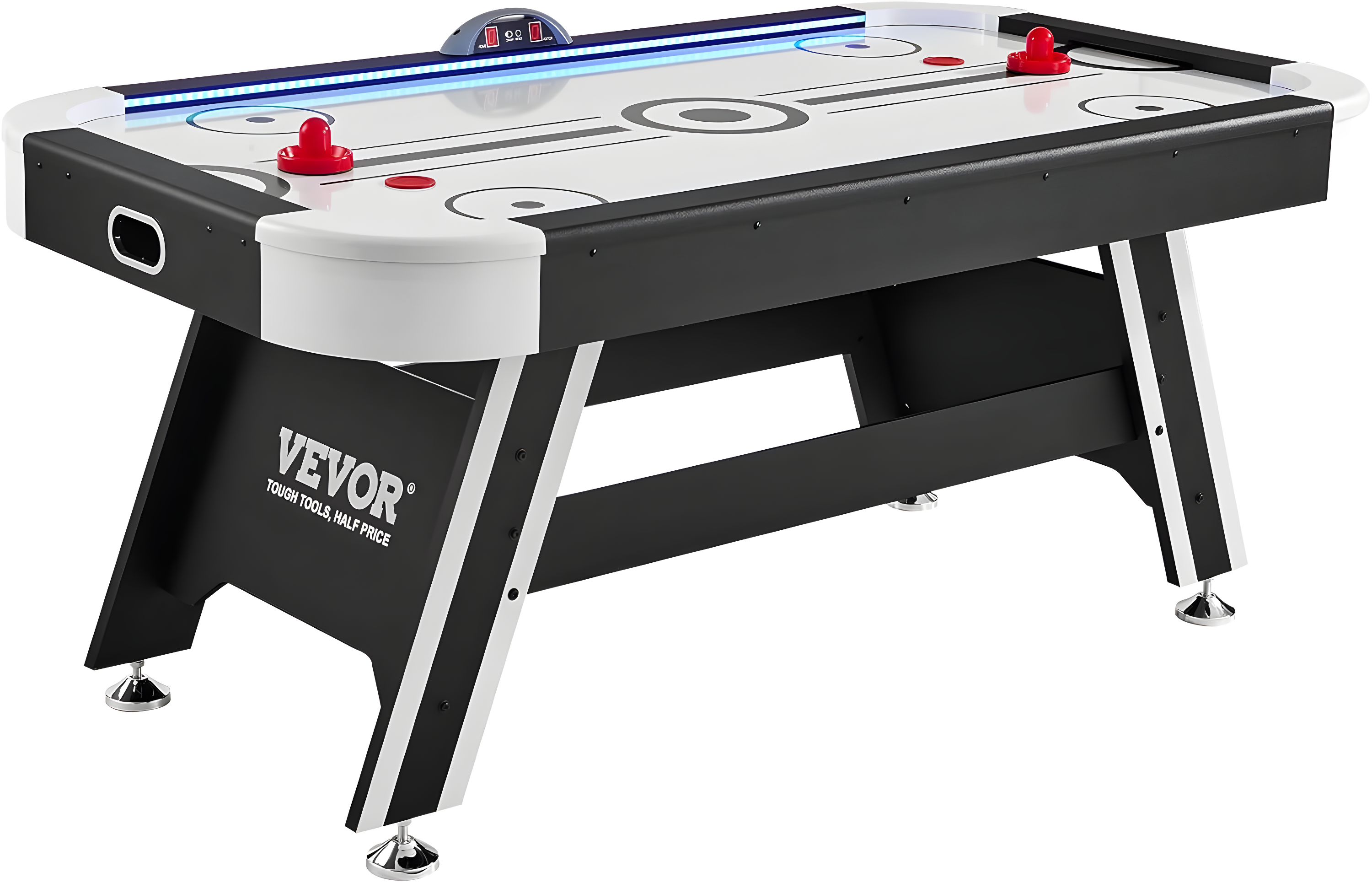 VEVOR 72" Air-Powered Hockey Table, Indoor LED Hockey Game Set with 2 Pucks, 2 Pushers, and Electronic Score System - Ideal for Kids, Adults, and Family Game Rooms