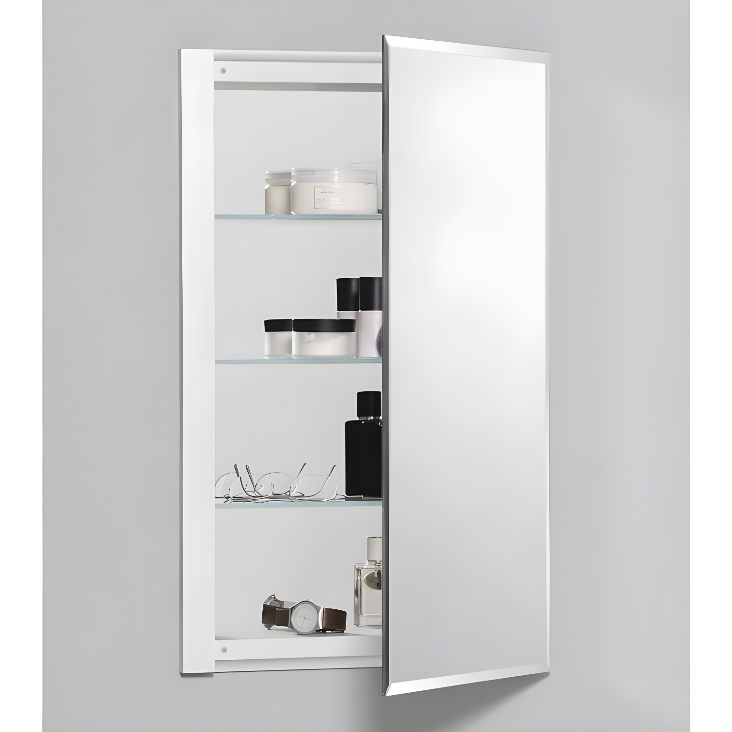 R3 Series Recessed or Surface Mount Frameless Medicine Cabinet with 3 Adjustable Shelves