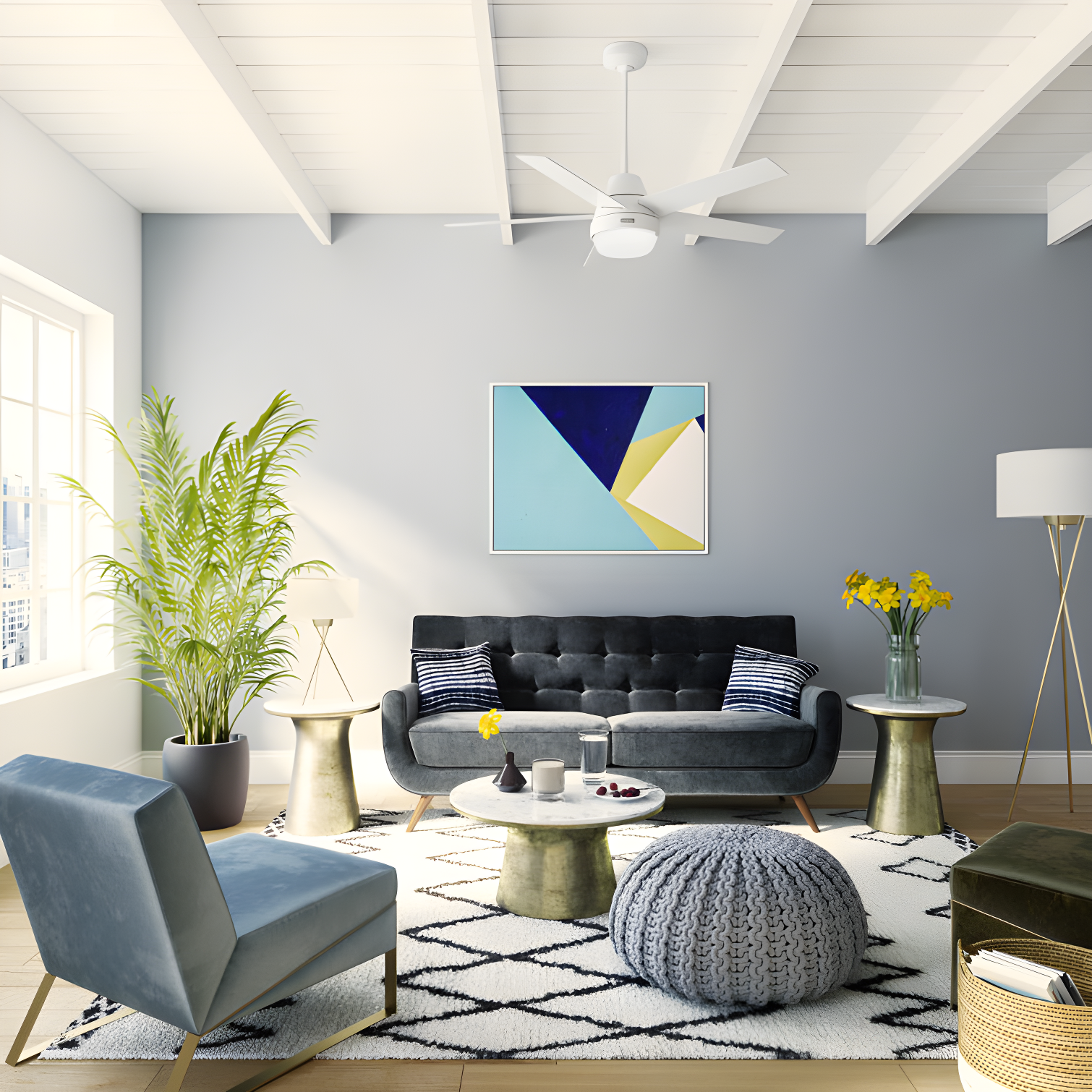 52" Aerodyne 5 - Blade Smart Standard Ceiling Fan with Lights and Remote