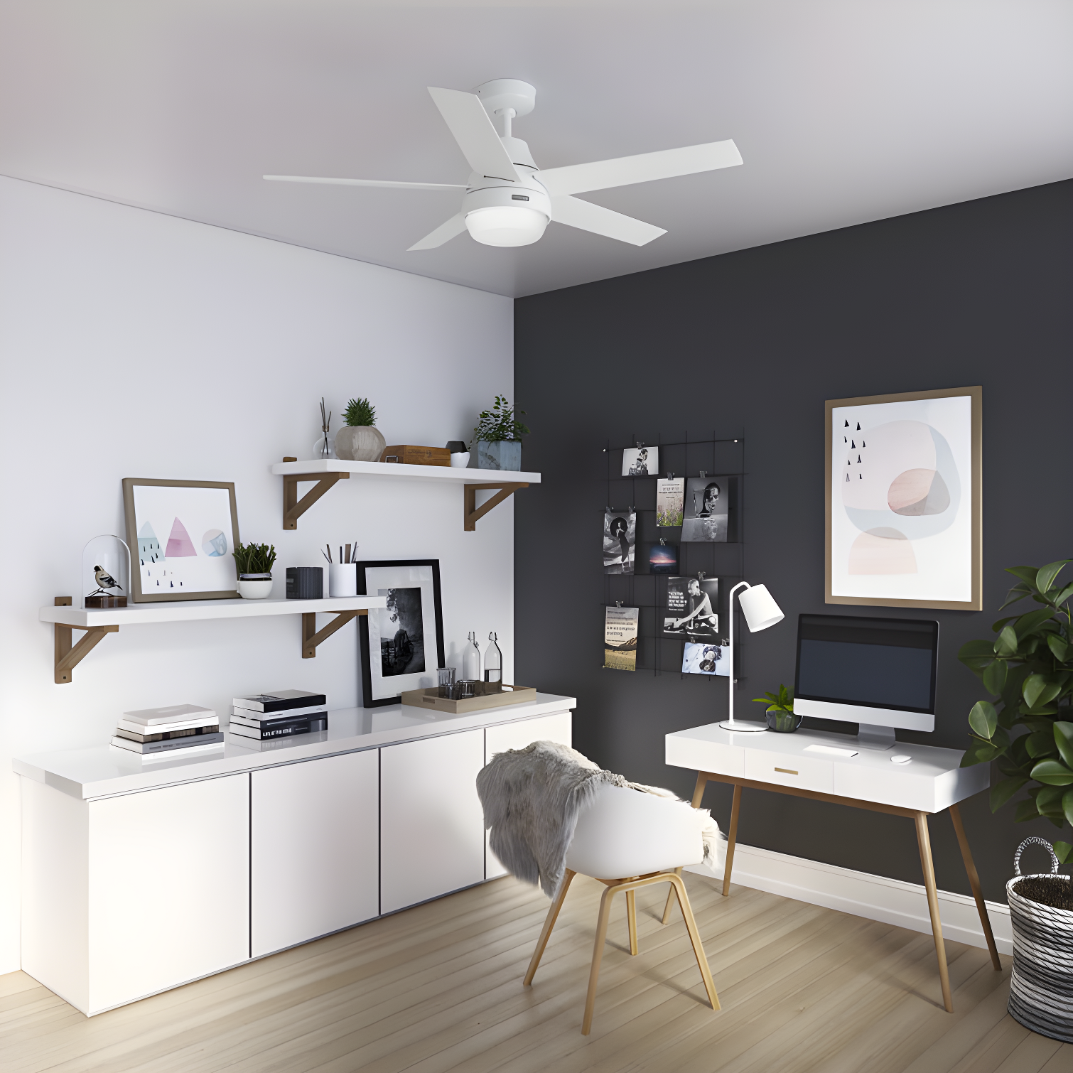 52" Aerodyne 5 - Blade Smart Standard Ceiling Fan with Lights and Remote