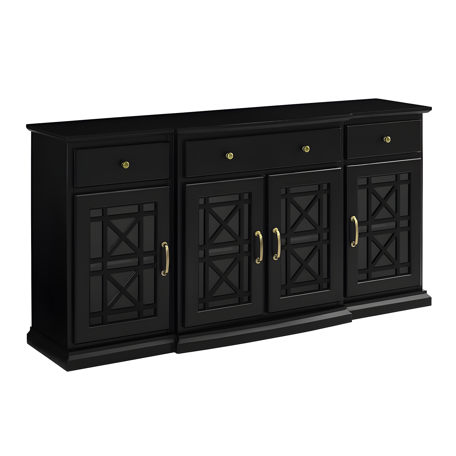 Saugeries Fretwork Detailed Glass Door Sideboard