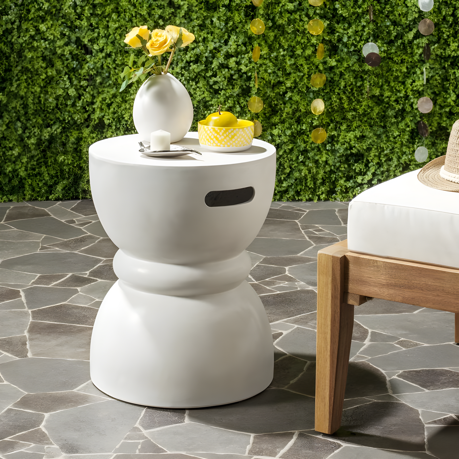 Haruki Accent Stool - Indoor/Outdoor - VNN1006 - White - Safavieh
