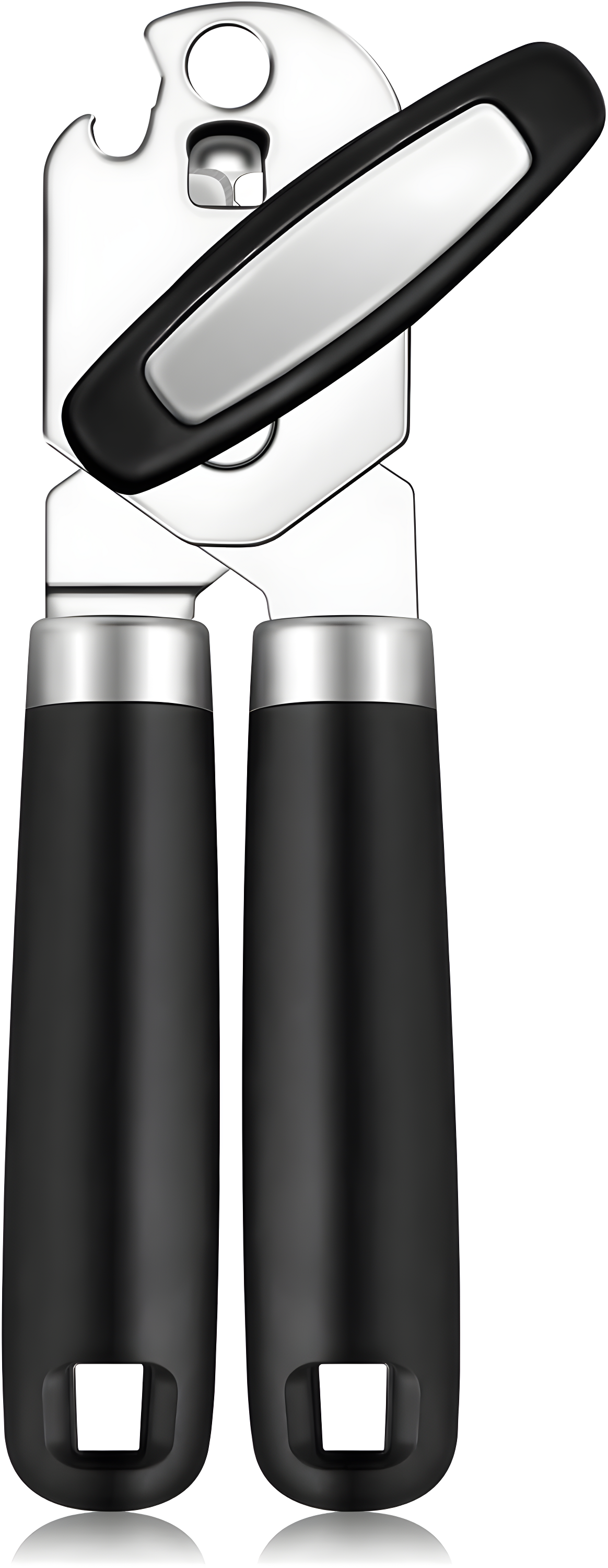 Can Opener Manual Handheld Strong Manual Can Opener Smooth Edge Cut, Can Opener Heavy Duty, Comfortable Soft Handle, Built-in Bottle Opener, Black Black Large Black Large