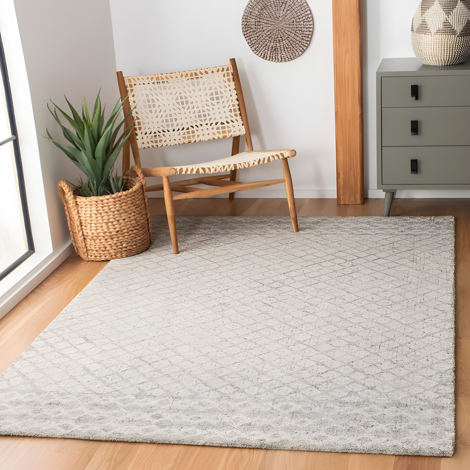 Abstract ABT203 Handmade Indoor Area Rug - Ivory/Grey - 5'x7'-6" - Safavieh