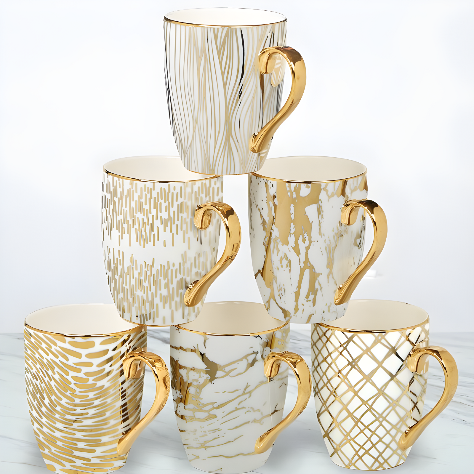 Certified International Set Of 6 Gold Plated Mugs