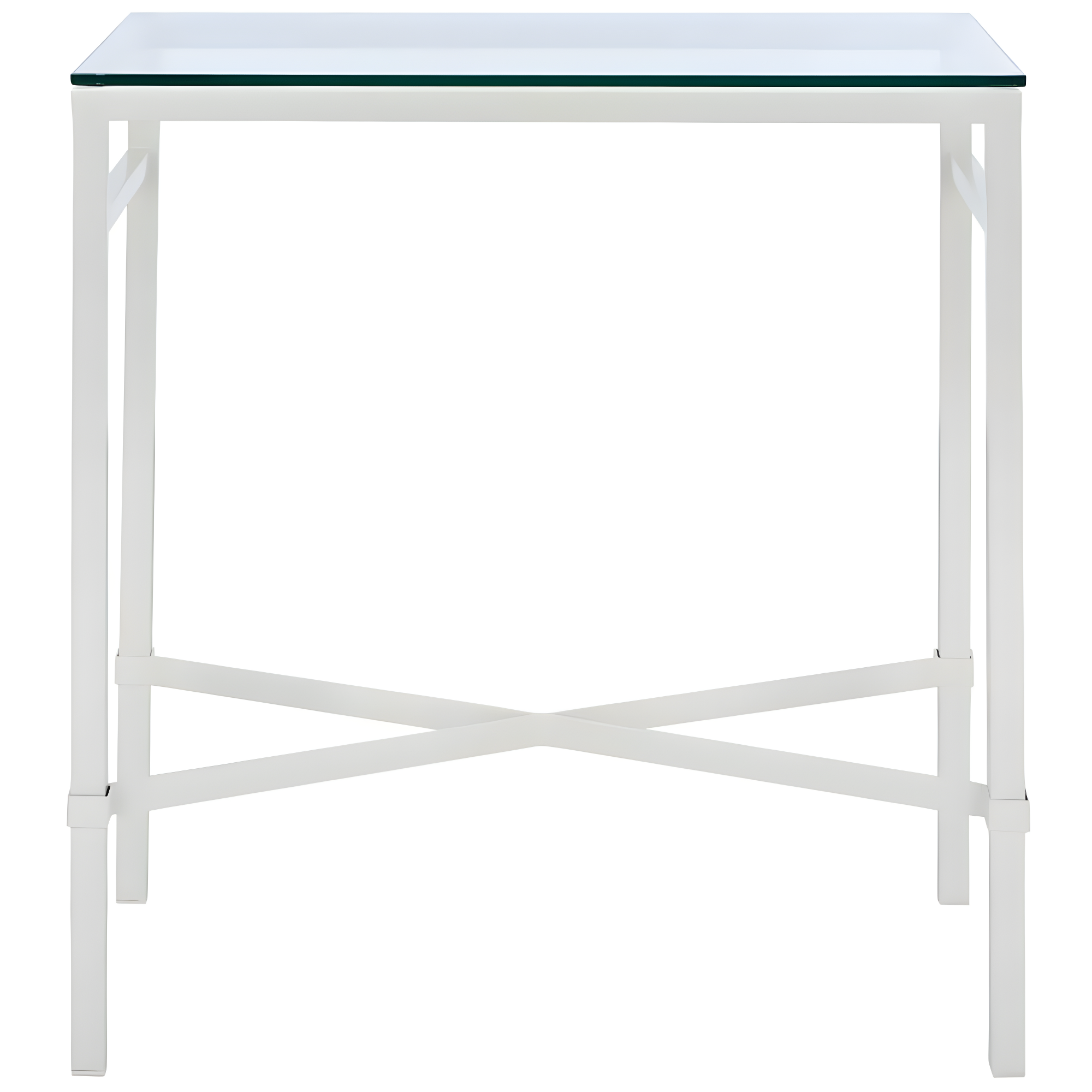SAFAVIEH Couture Viggo Glam Glass Top Metal Side Table, White