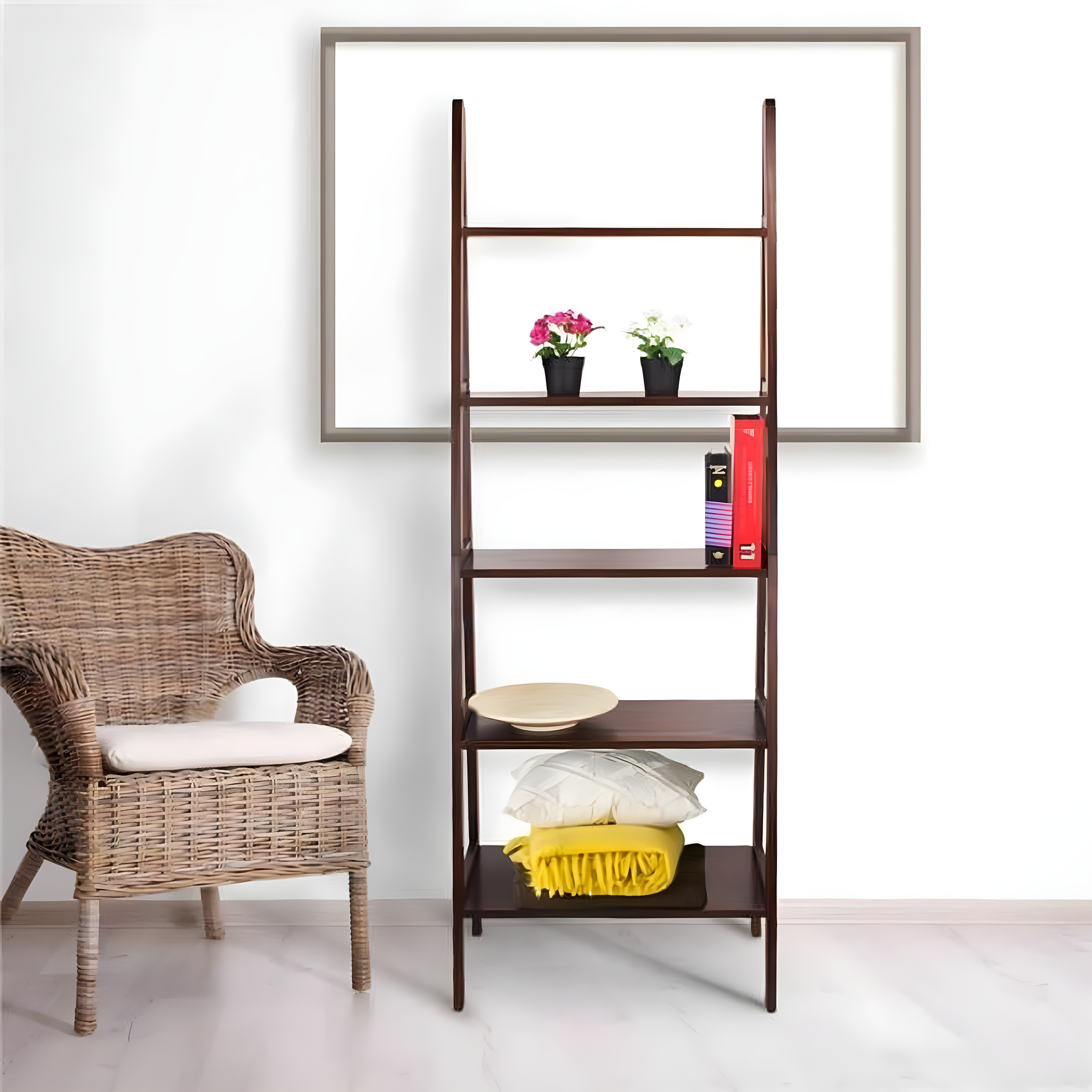 Casual Home 176-54 5-Shelf Ladder Bookcase, Warm Brown