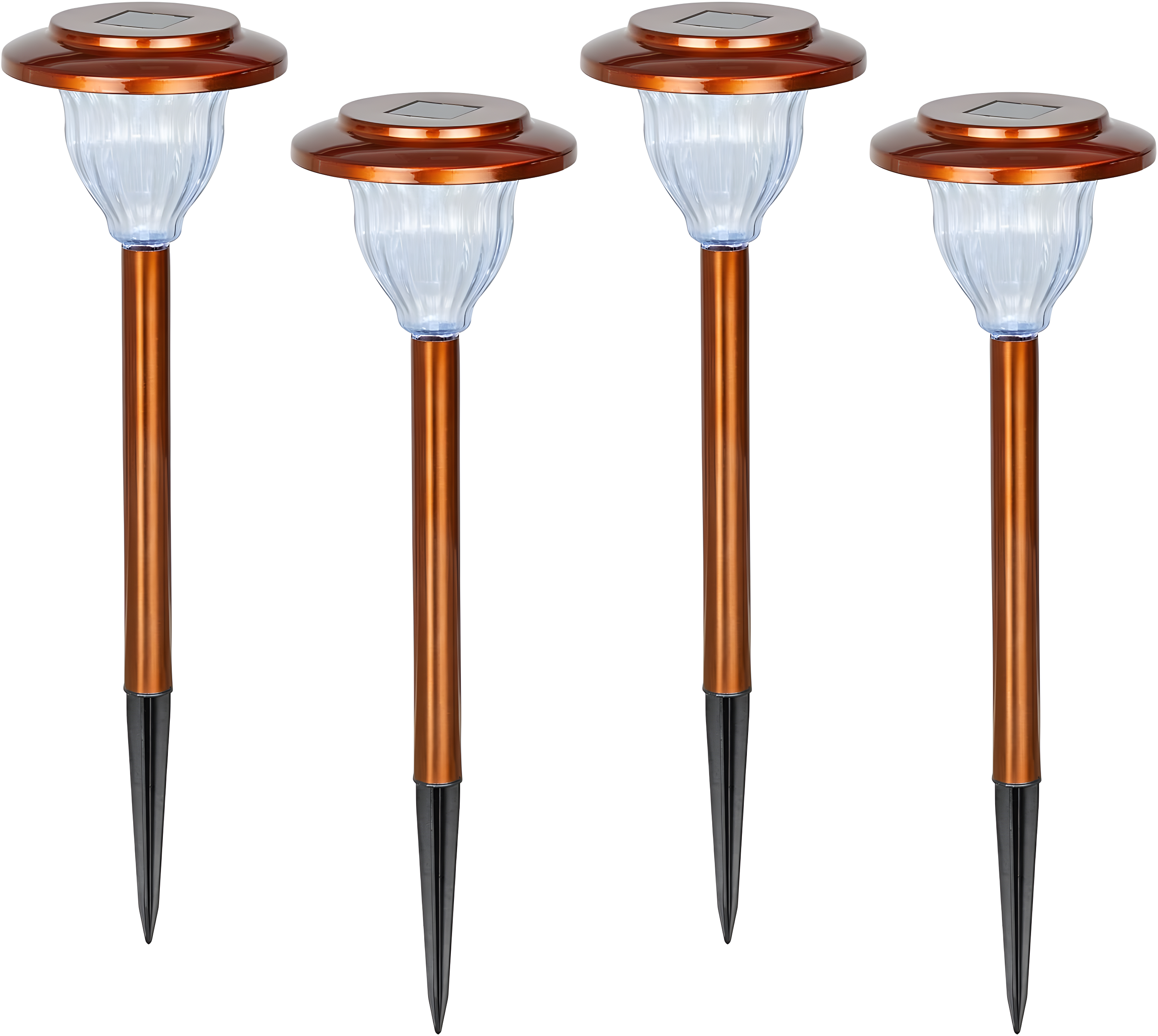 Alpine Corporation LBM174SLR-4 Solar Copper Stainless Steel Pathway LED Lights, 15" H, Bronze, Set of 4