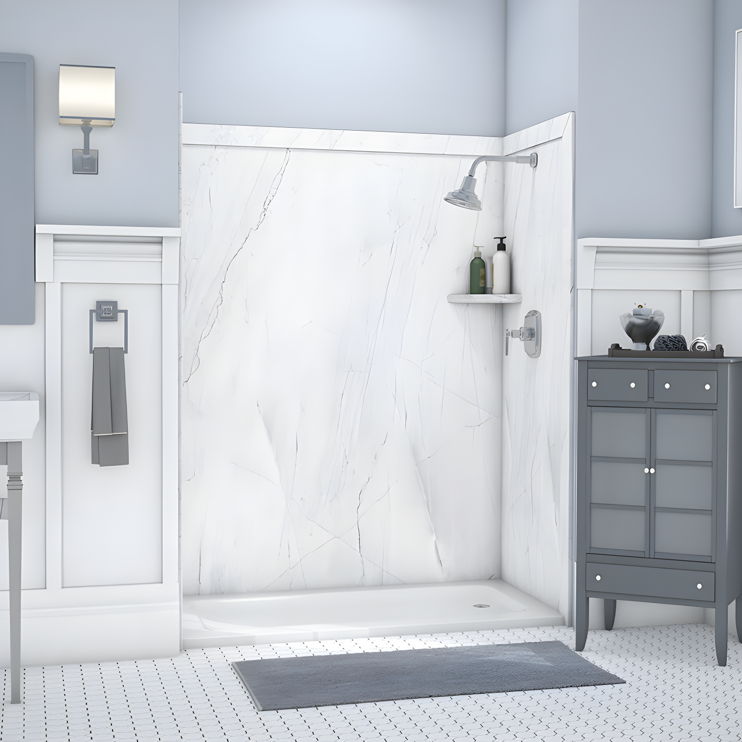 FlexStone Adaptable 60"W x 60"D x 80"H Alcove Shower Surround