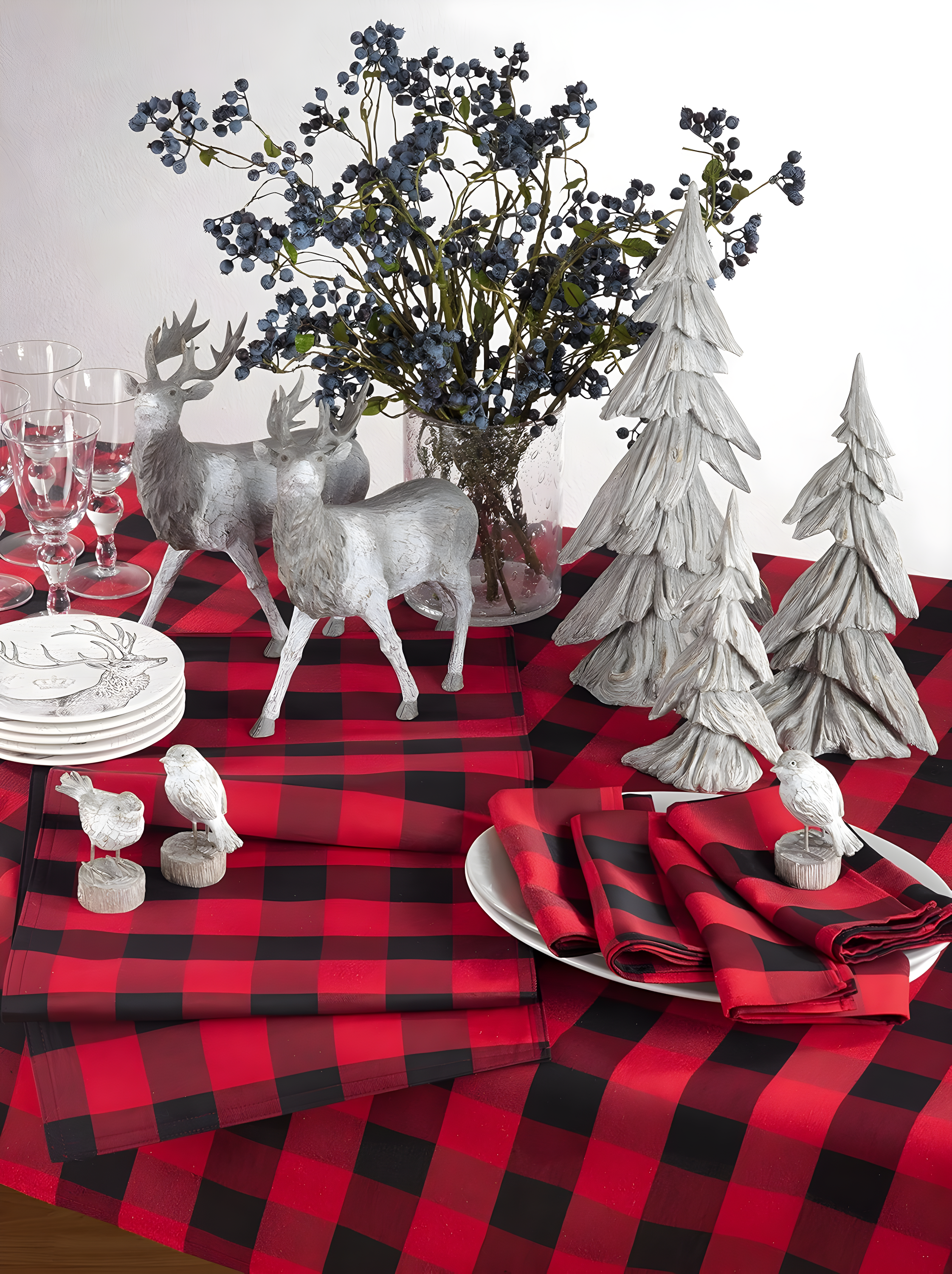 Saro Lifestyle Cotton Blend Buffalo Plaid Tablecloth