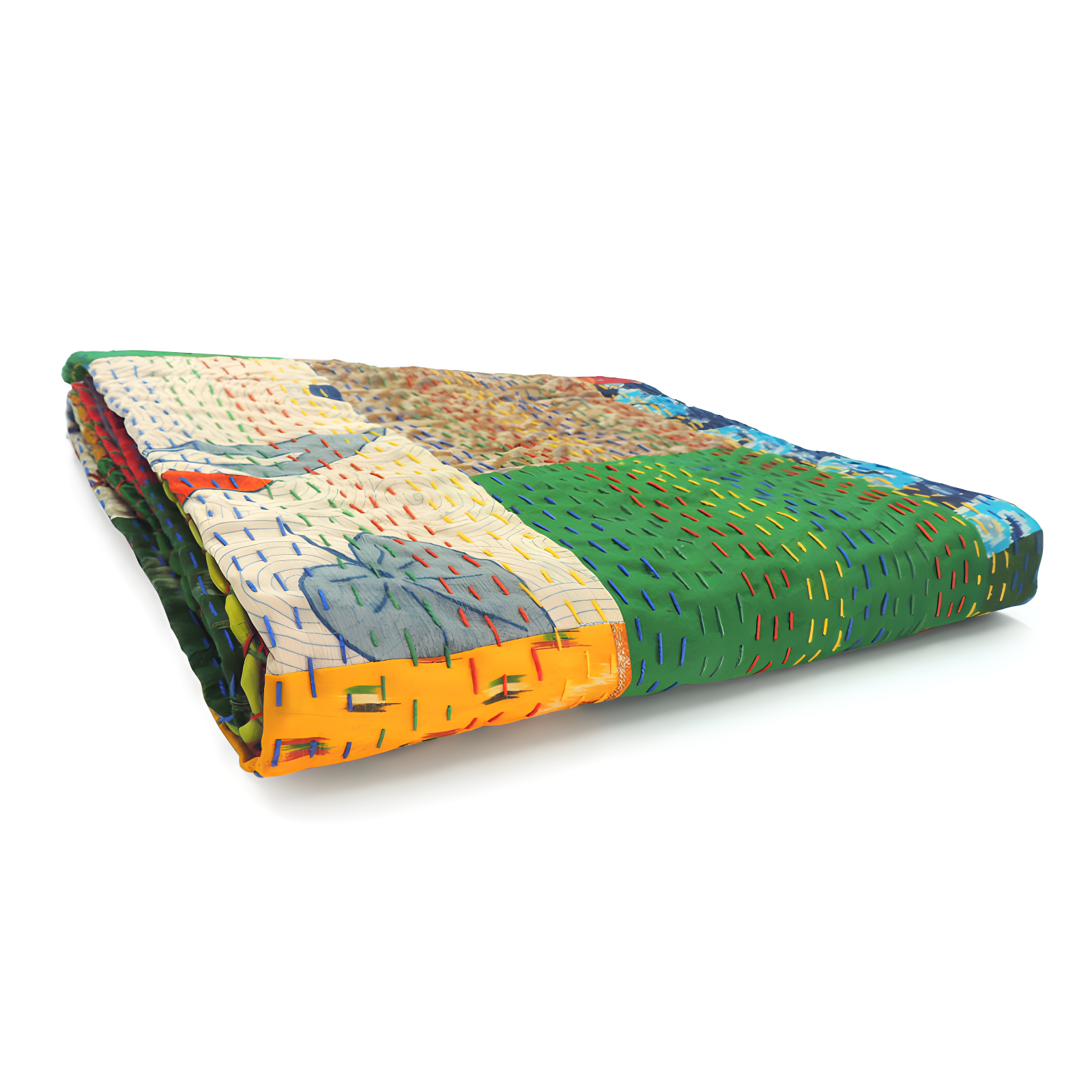 Rajani Home Handmade Kantha Silk Blend Throw Blanket