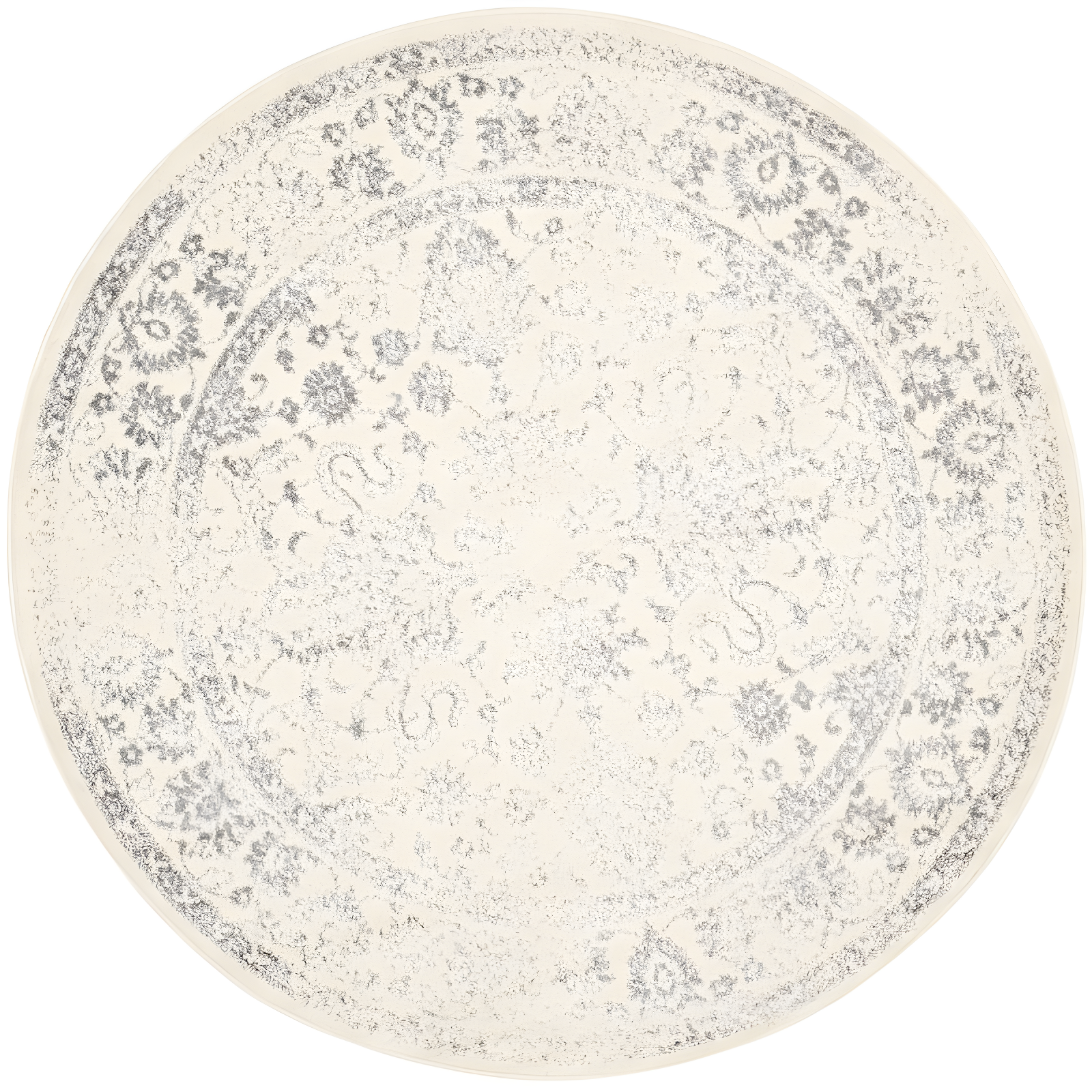 Adirondack ADR109 Machine Made Indoor Accent Rug - Ivory/Silver - 3' Round - Safavieh
