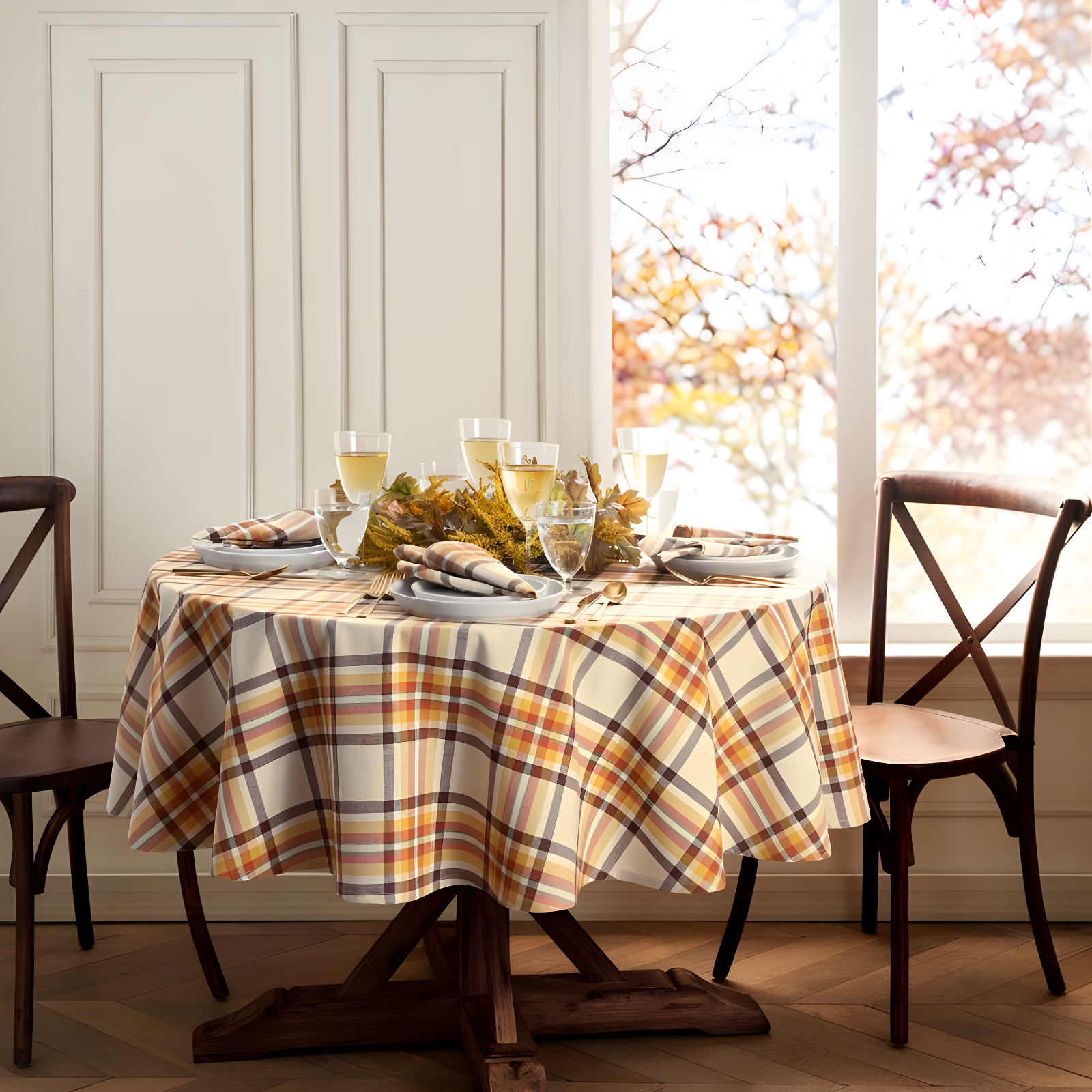 Gracie Oaks Toccaro Plaid Thanksgiving Cotton Tablecloth
