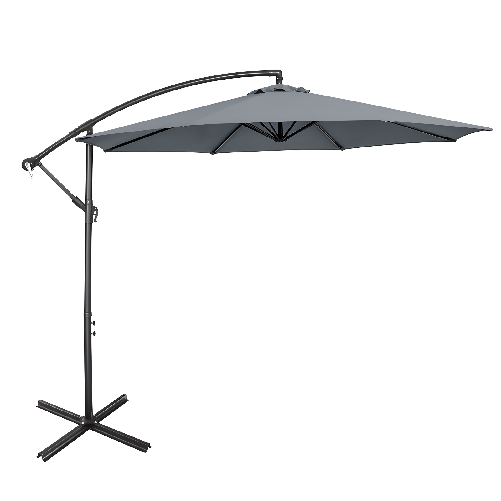 Costway  10 FT Patio Offset Umbrella w/8 Ribs Cross Base Tilt Grey