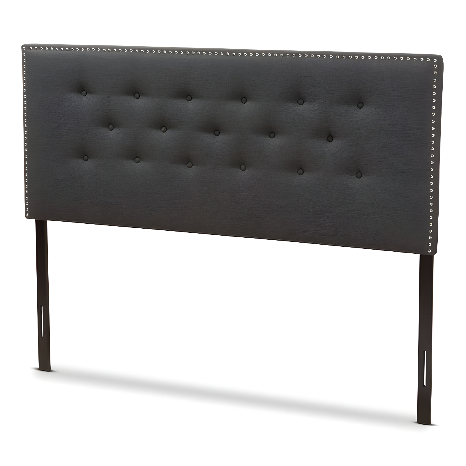 Queen Windsor Modern and Contemporary Fabric Headboard Dark Gray - Baxton Studio: Adjustable, Nailhead Trim