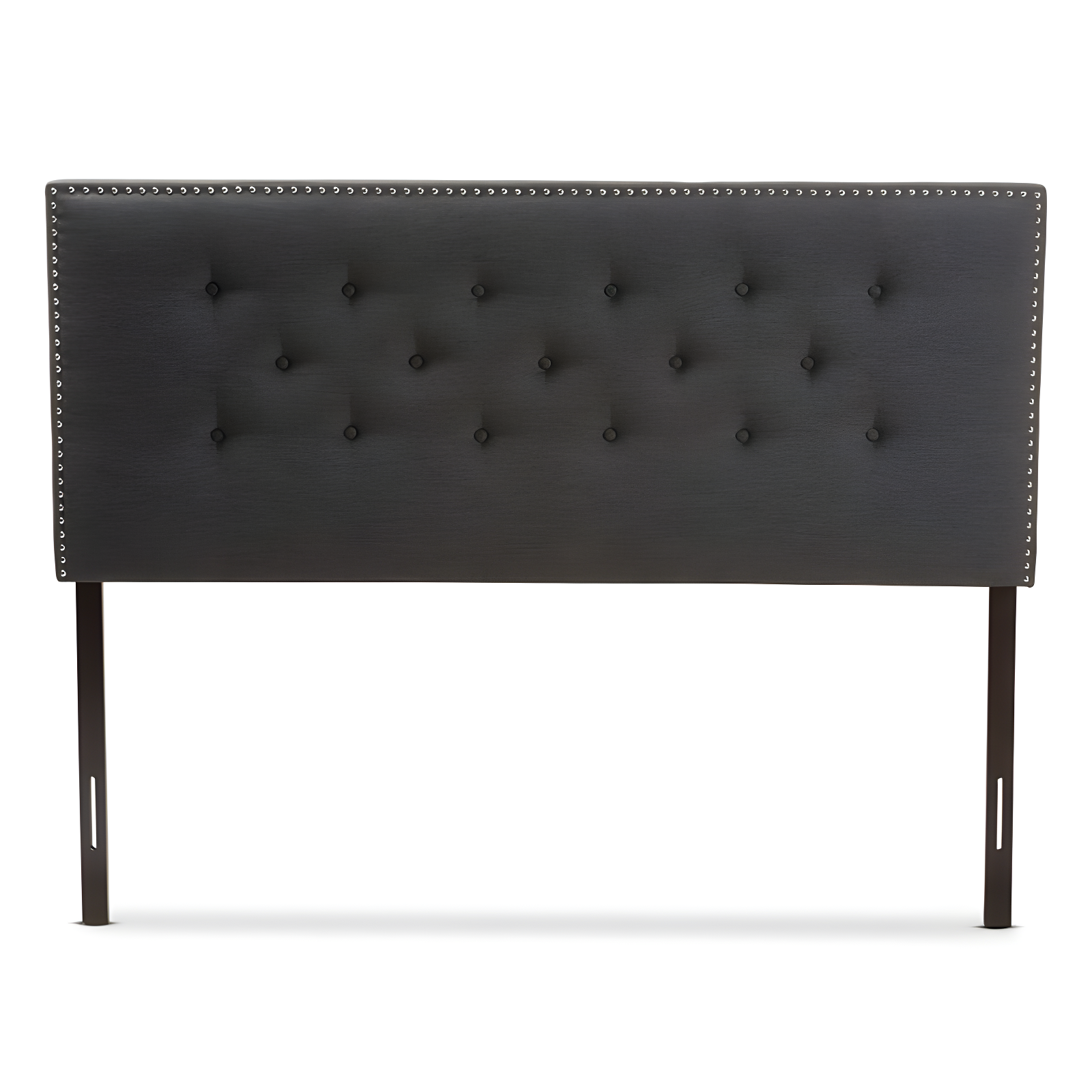 Queen Windsor Modern and Contemporary Fabric Headboard Dark Gray - Baxton Studio: Adjustable, Nailhead Trim