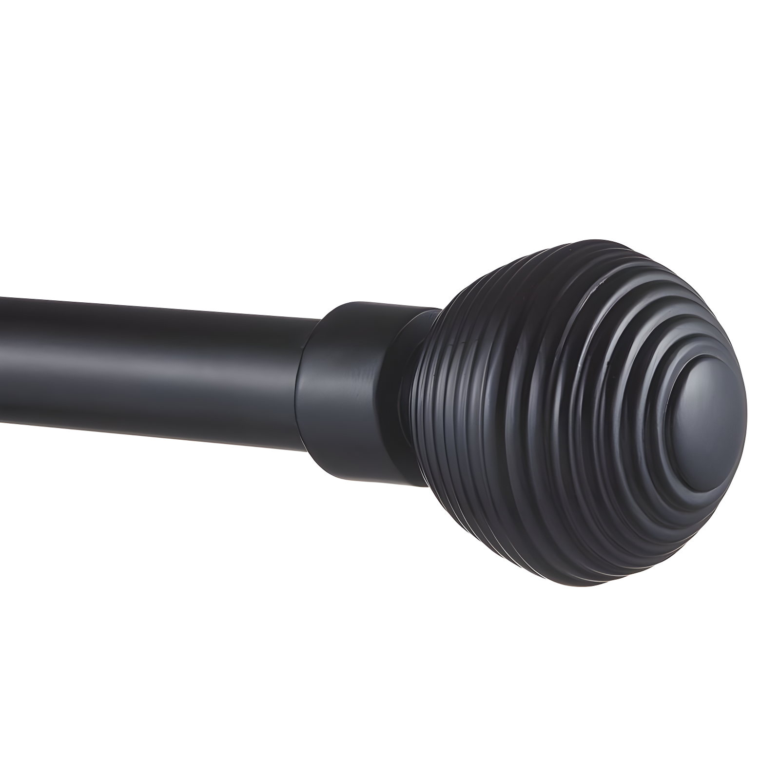 EXCLUSIVE HOME Modern Layer 1" Curtain Rod and Coordinating Finial Set, Matte Black, Adjustable 36"-72"