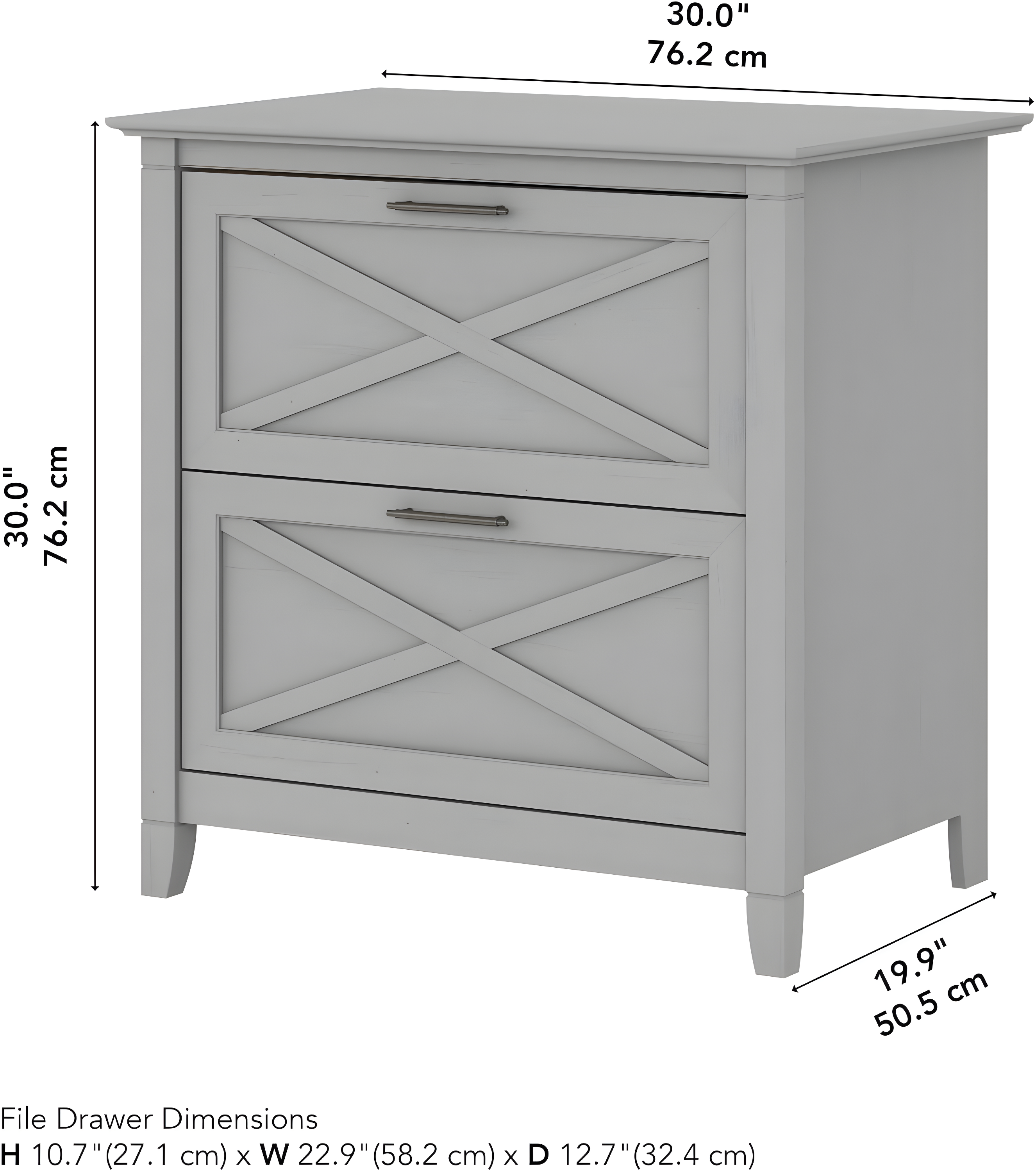 Bush Furniture Key West Lateral File Cabinet, 2 Drawer, Cape Cod Gray