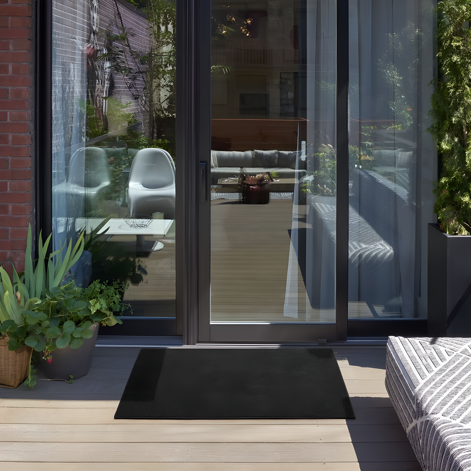 Nourison Essentials Easy Care Indoor Outdoor Area Rug - Black 2' x 4'