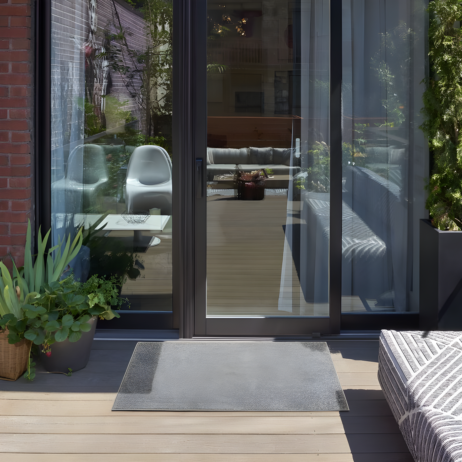 Nourison Essentials Easy Care Indoor Outdoor Area Rug - Silver Grey 2' x 4'