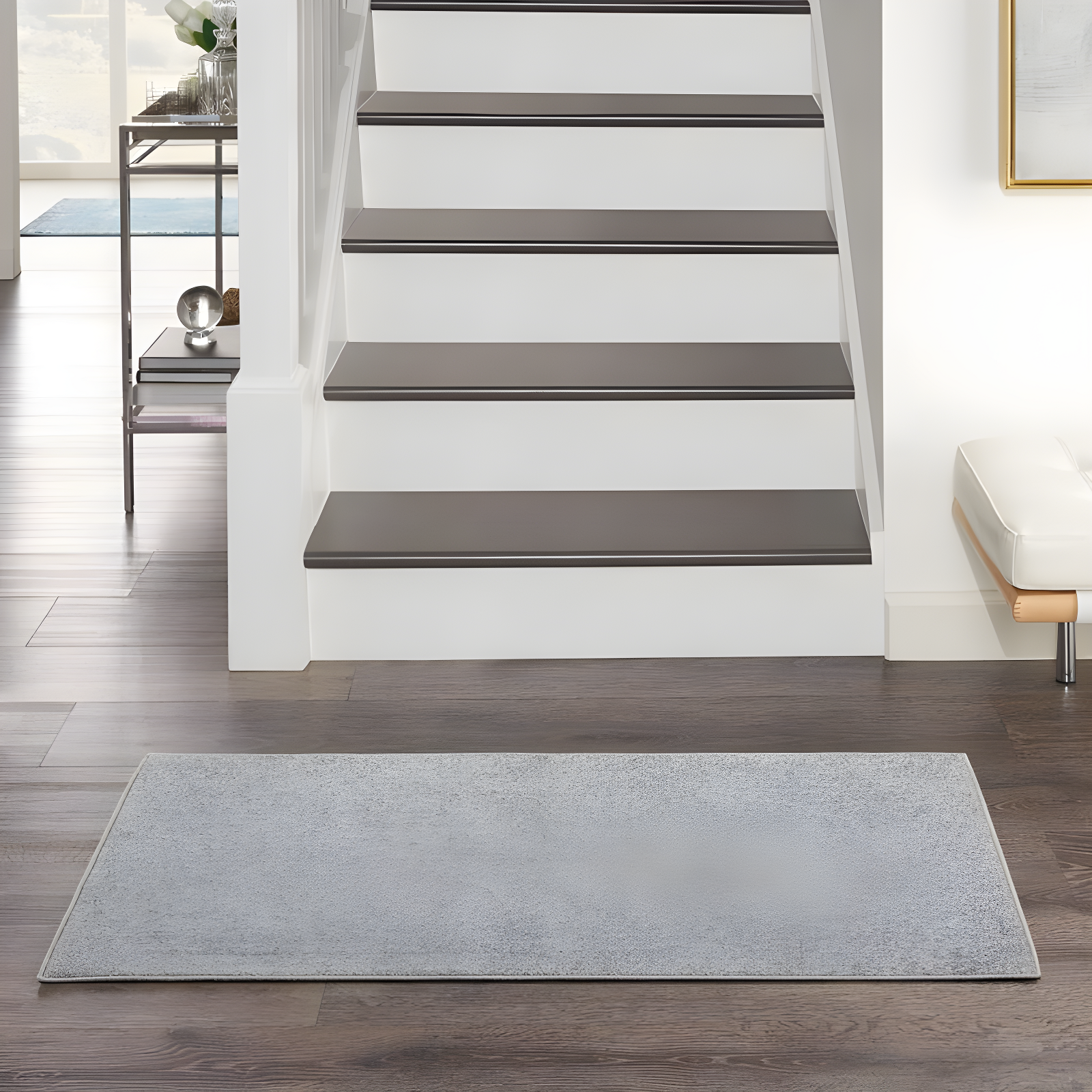 Nourison Essentials Easy Care Indoor Outdoor Area Rug - Silver Grey 2' x 4'