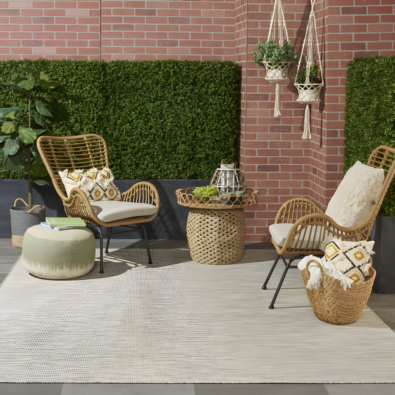 Nourison Positano POS01 Indoor/outdoor Area Rug - Lt Grey 6' x 9'