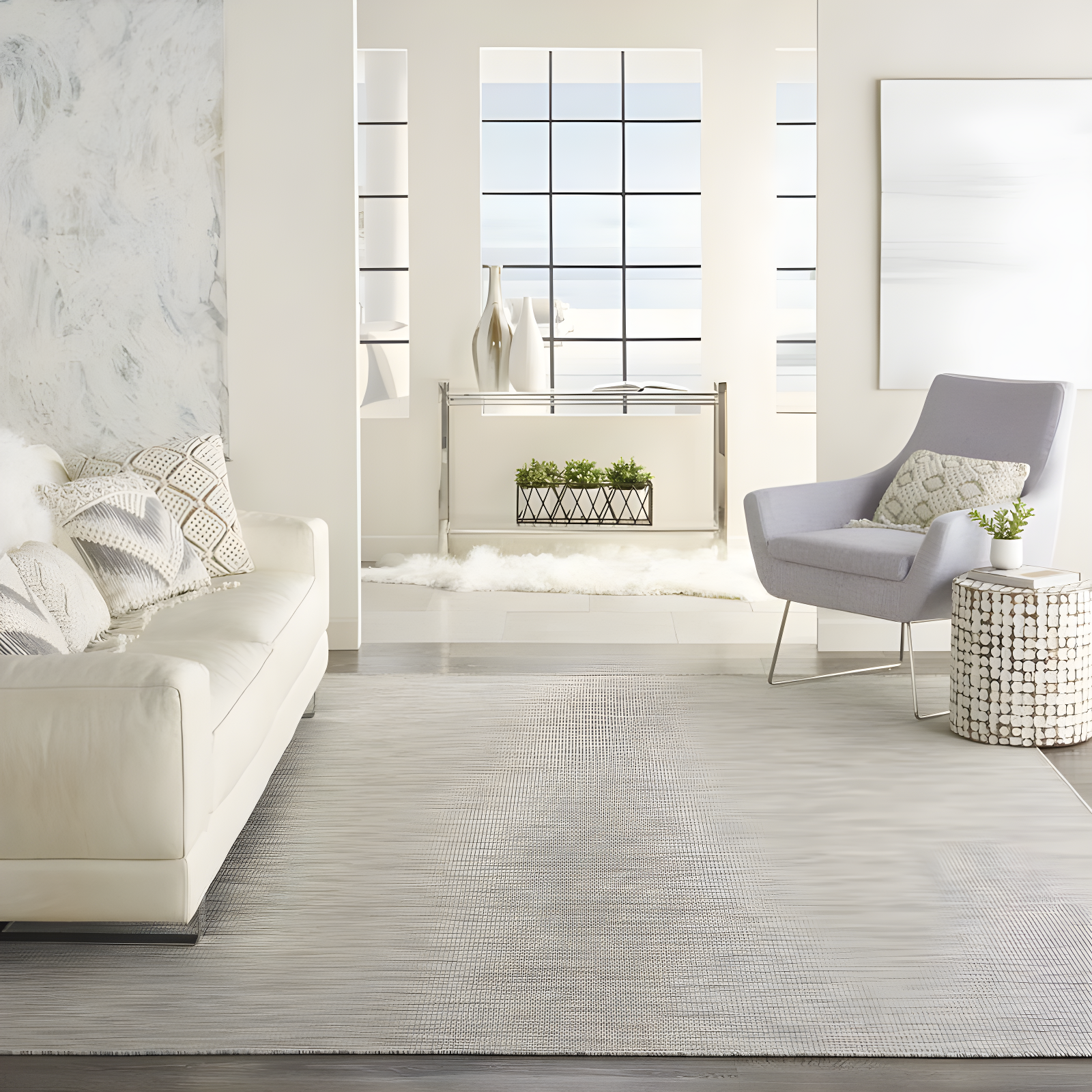 Nourison Positano POS01 Indoor/outdoor Area Rug - Lt Grey 6' x 9'