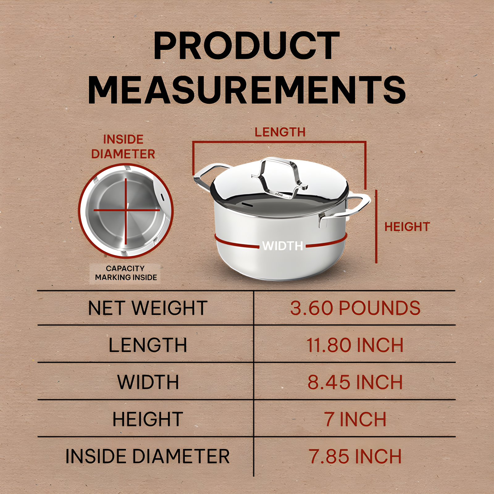 Alva Maestro Stainless Steel Casserole Dish Pot with Lid Non Toxic Soup & Stock Pot PFAS, PFOA & PFTE Free, Kitchen Pot, Pasta Pot, Canning Pot, Induction Safe, Add to Your Pots and Pans Set