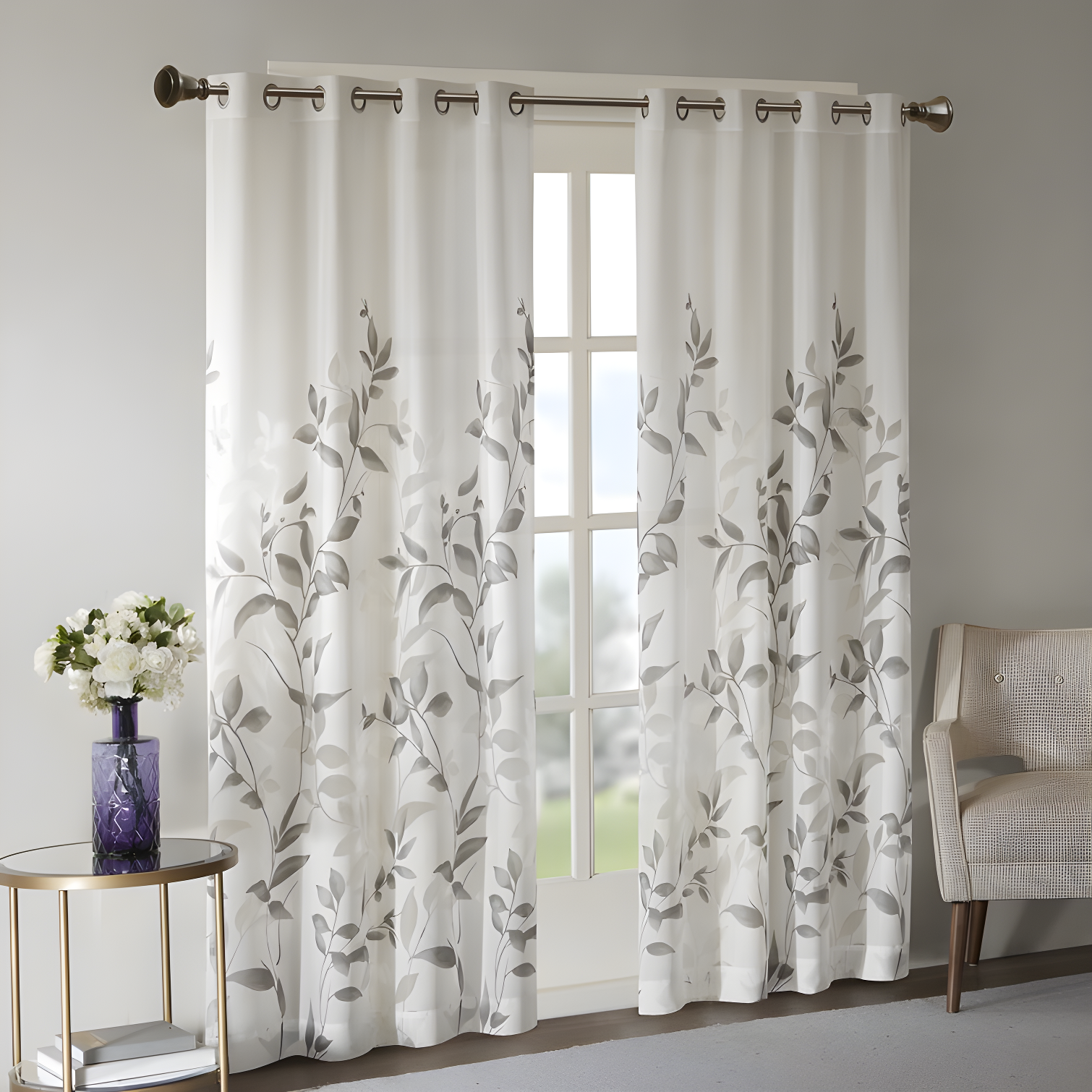 Cecily Burnout Printed Curtain Panel Pair (Set of 2)